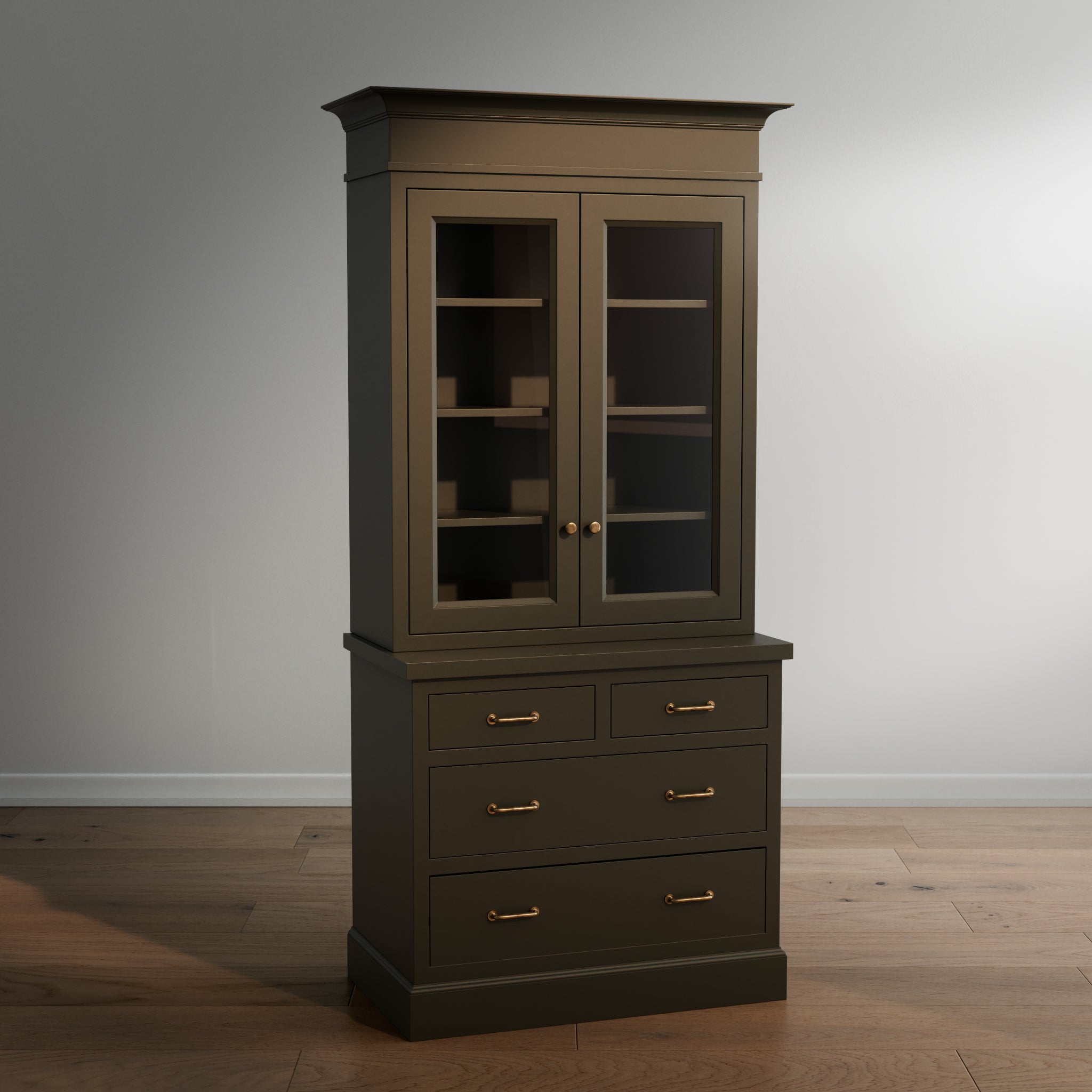 Madison Glass Hutch - 4 Drawer Base