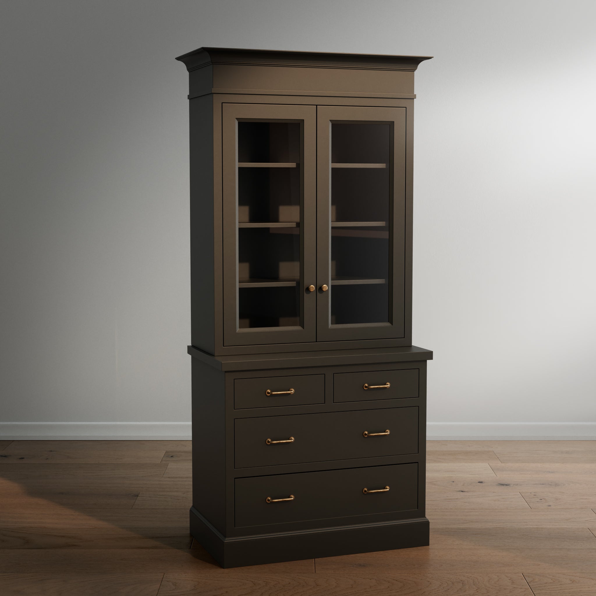 Madison Glass Hutch - 4 Drawer Base