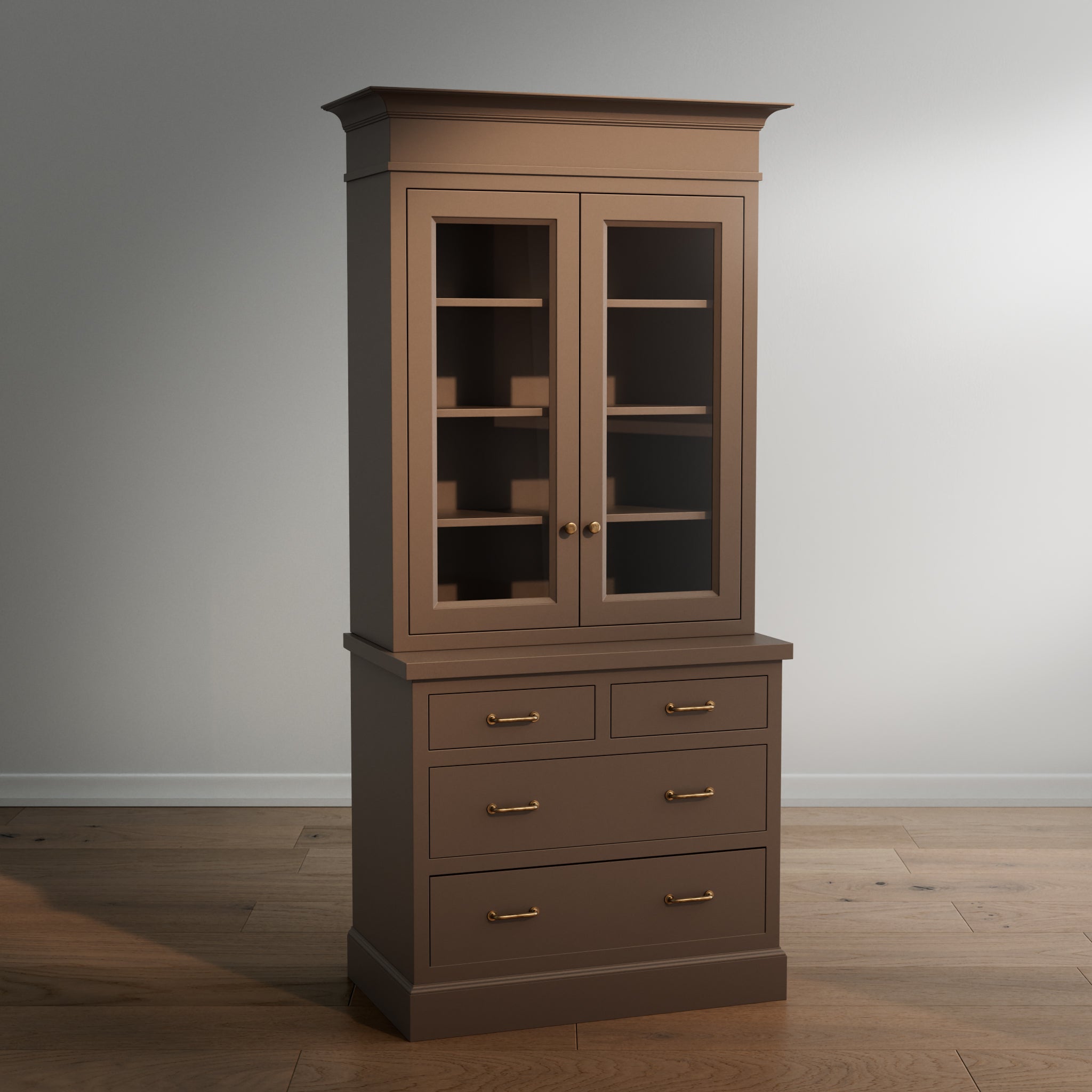 Madison Glass Hutch - 4 Drawer Base