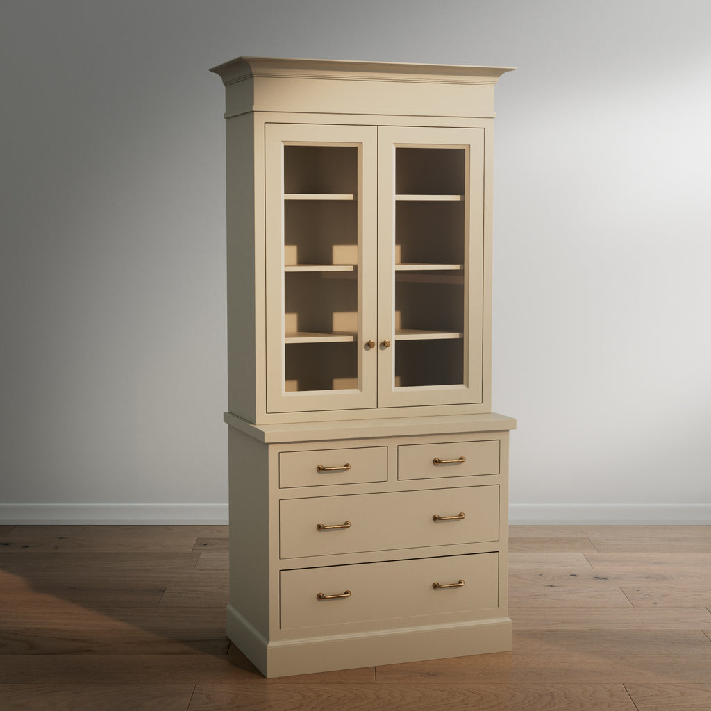 Madison Glass Hutch - 4 Drawer Base