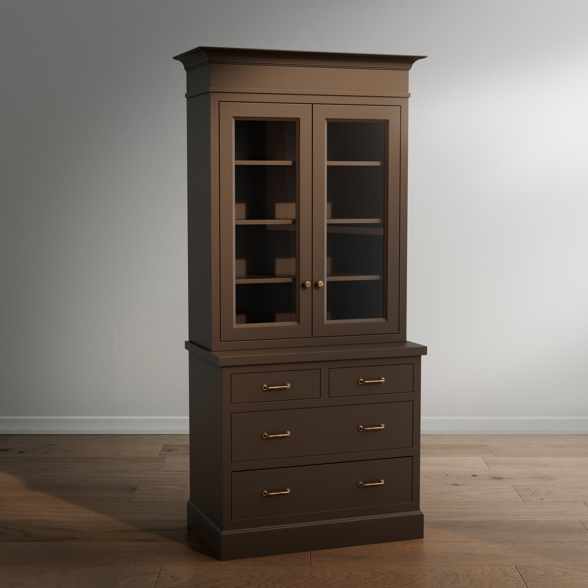 Madison Glass Hutch - 4 Drawer Base