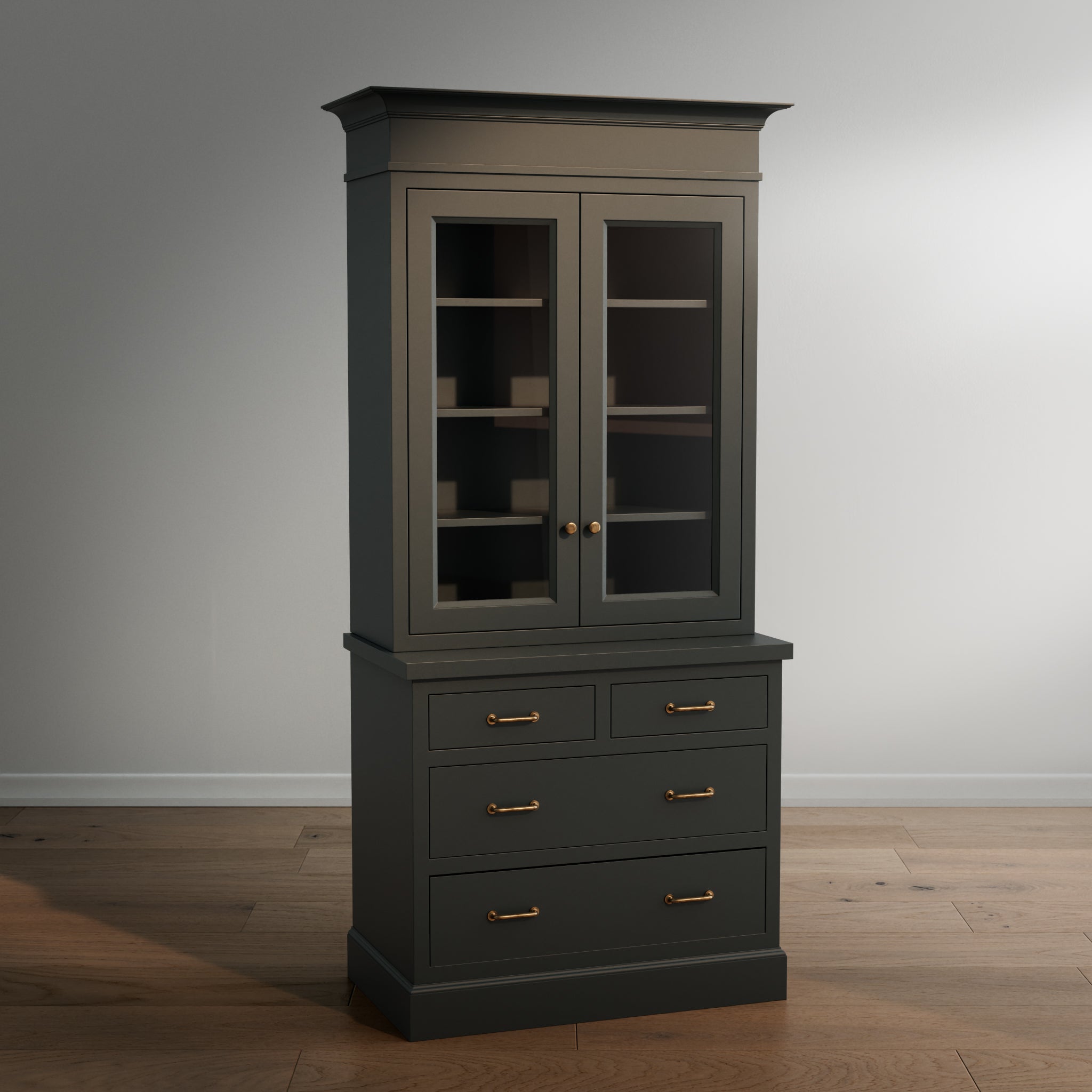 Madison Glass Hutch - 4 Drawer Base
