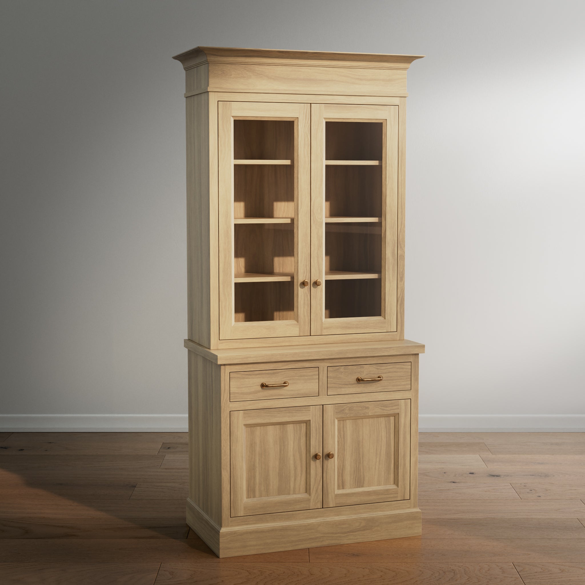 Madison Glass Hutch - 2 Door / 2 Drawer Base