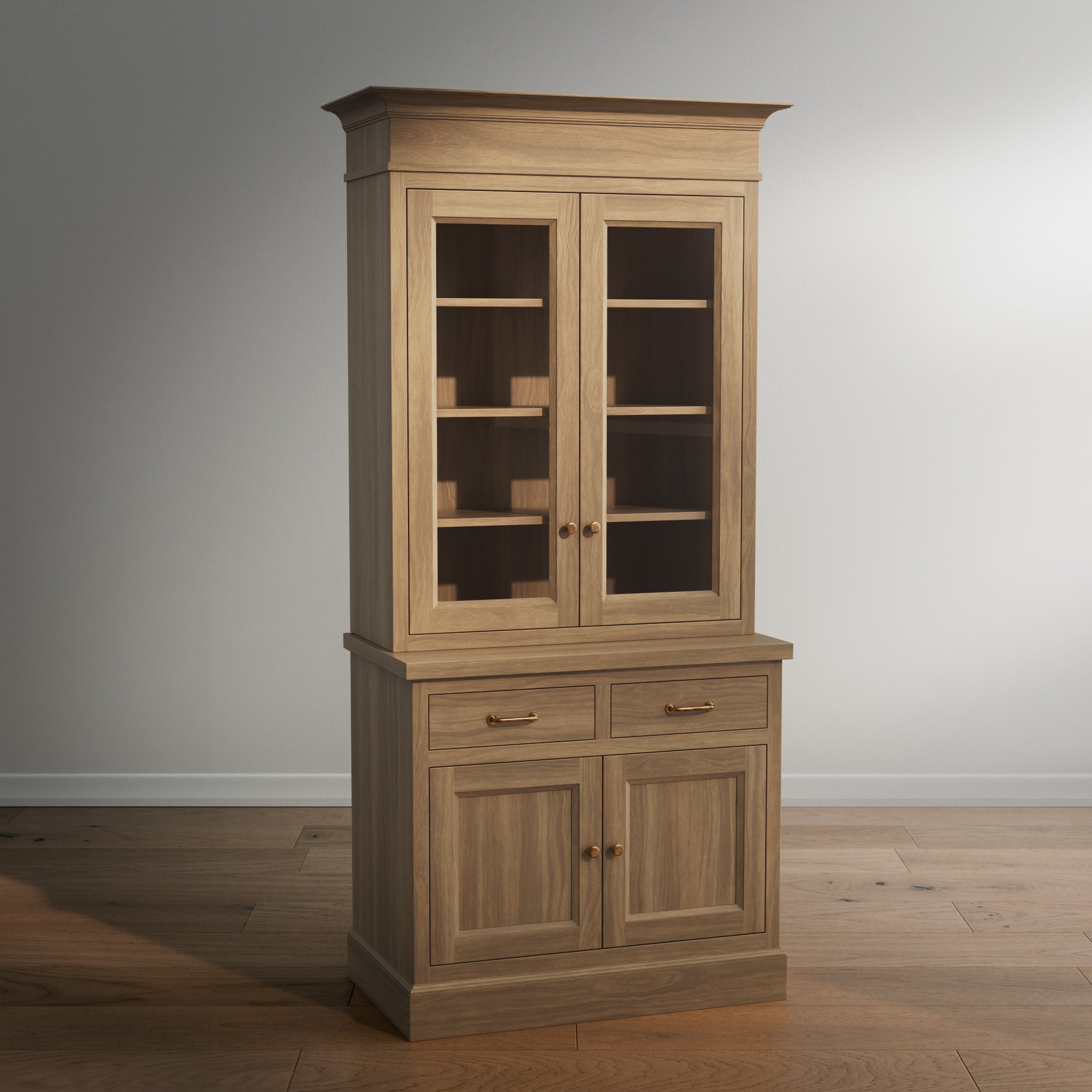 Madison Glass Hutch - 2 Door / 2 Drawer Base