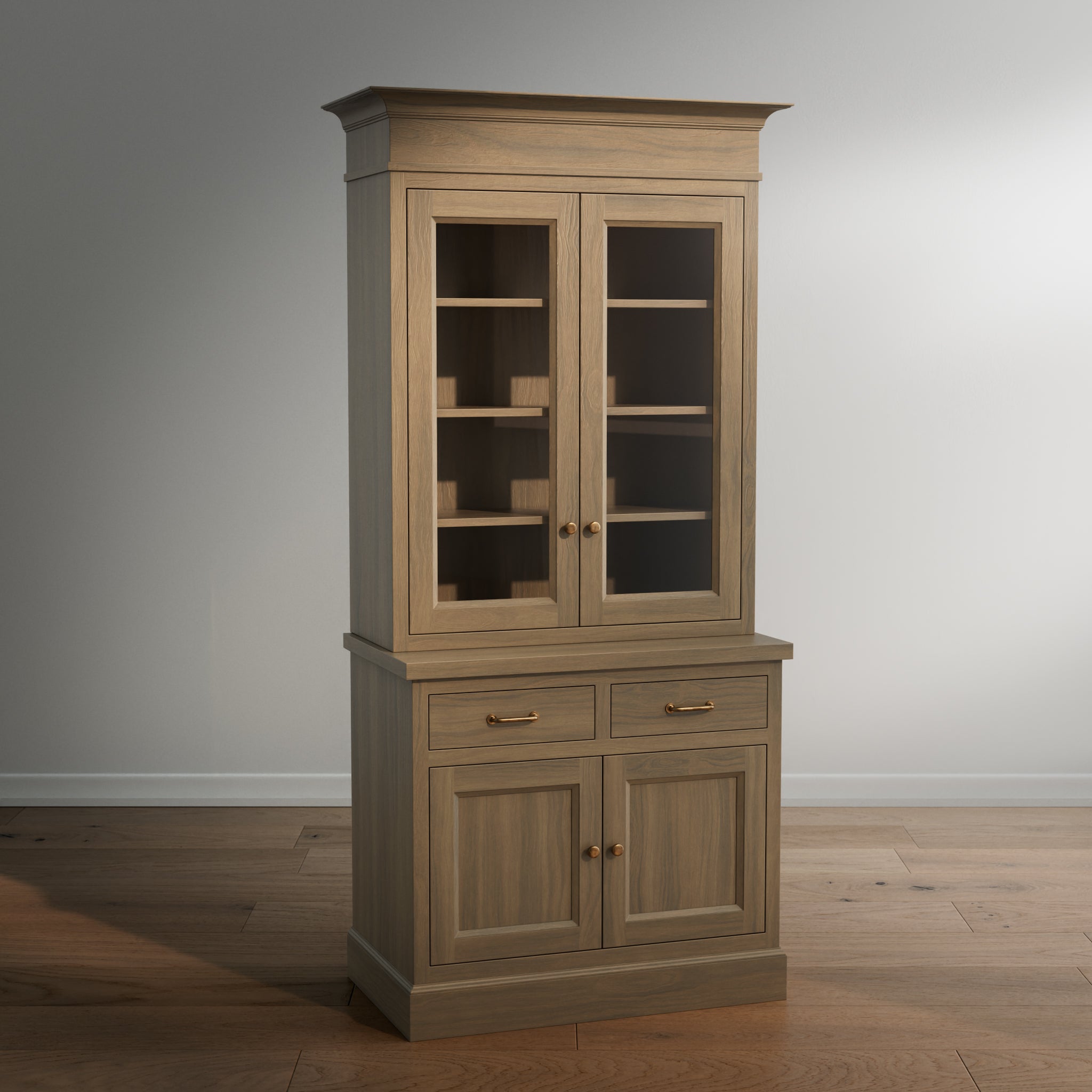 Madison Glass Hutch - 2 Door / 2 Drawer Base