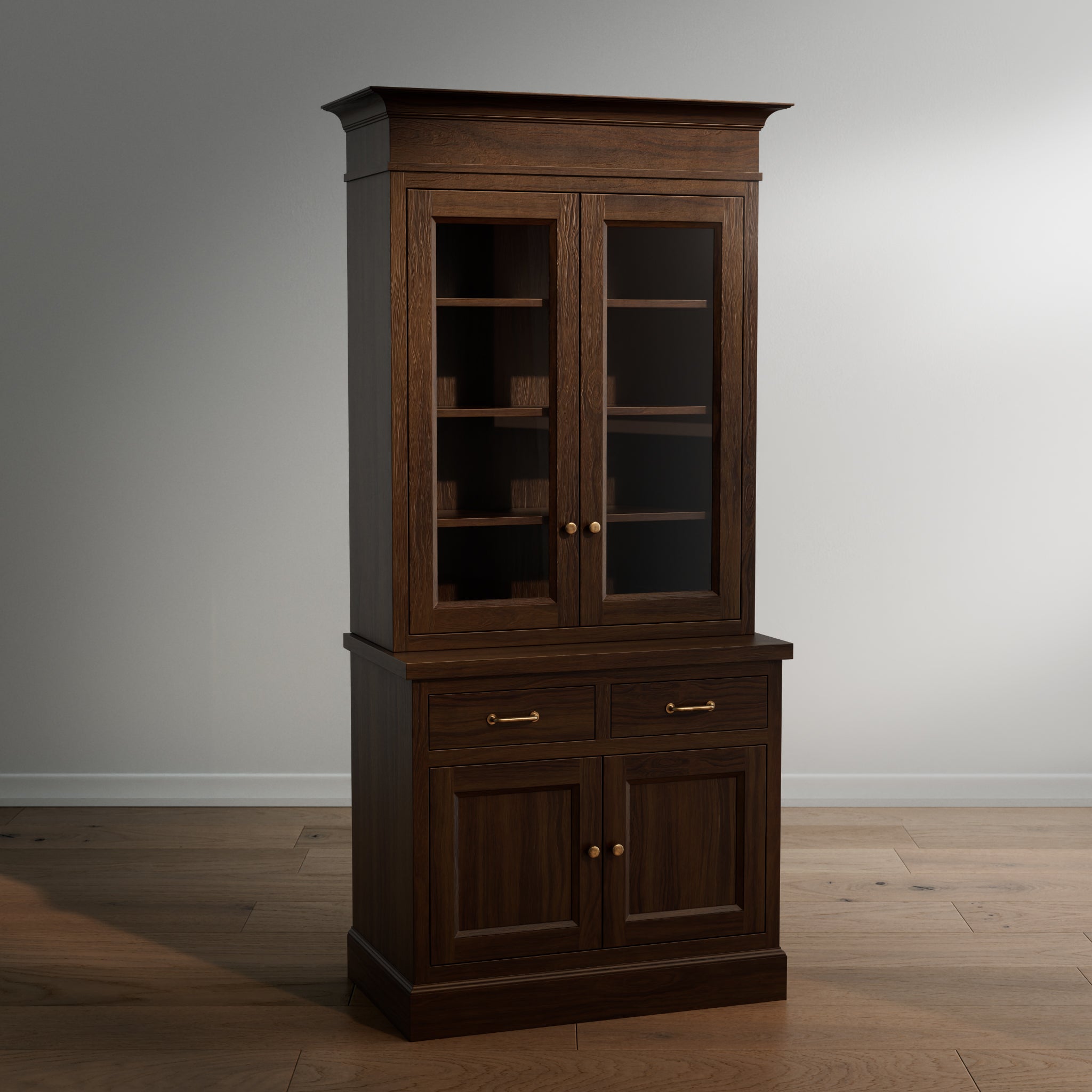 Madison Glass Hutch - 2 Door / 2 Drawer Base