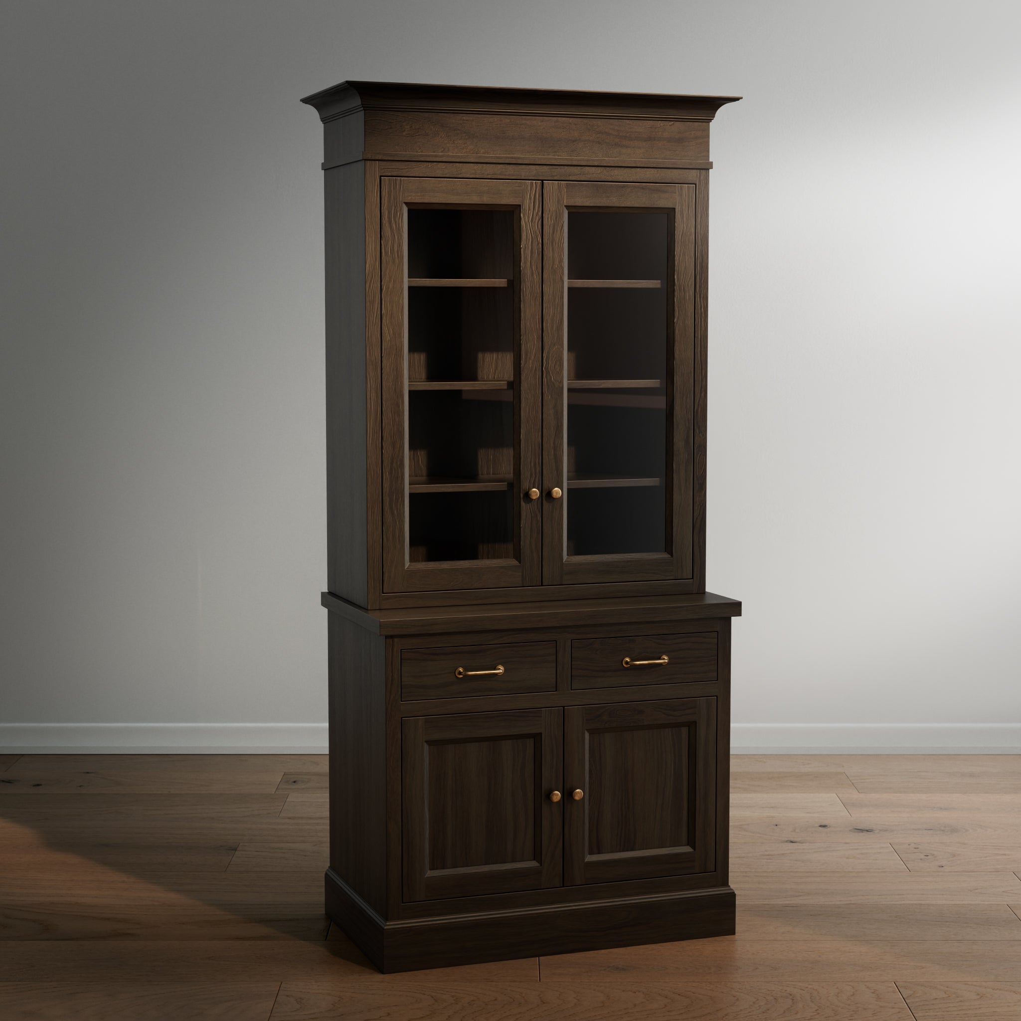 Madison Glass Hutch - 2 Door / 2 Drawer Base
