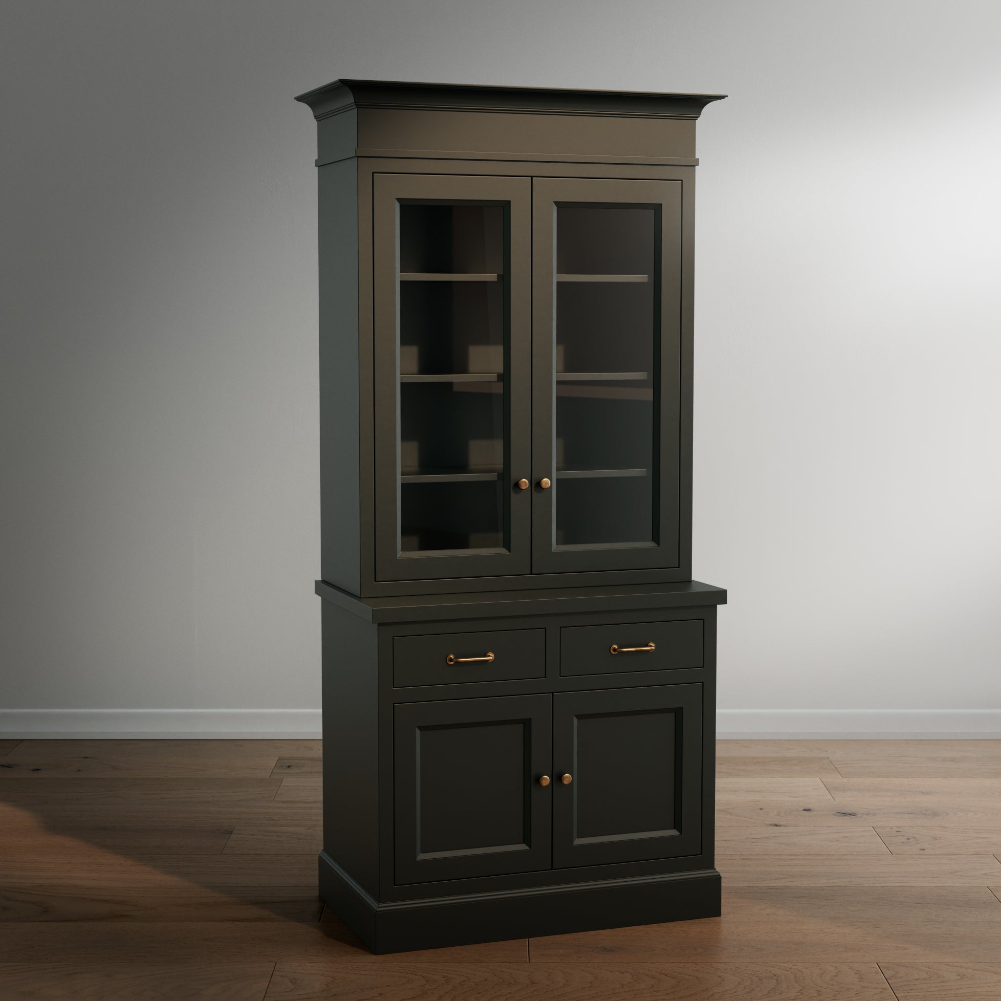 Madison Glass Hutch - 2 Door / 2 Drawer Base