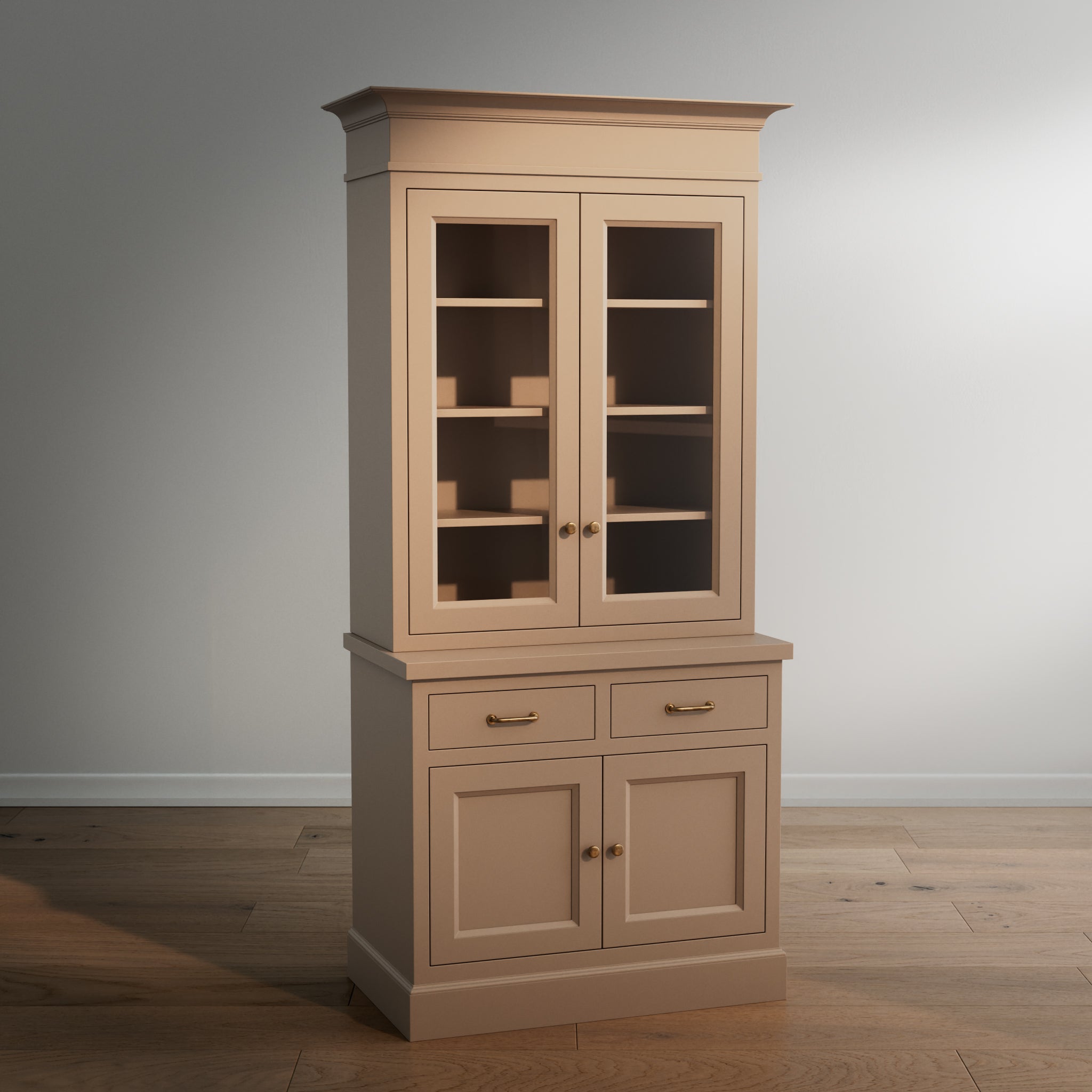 Madison Glass Hutch - 2 Door / 2 Drawer Base