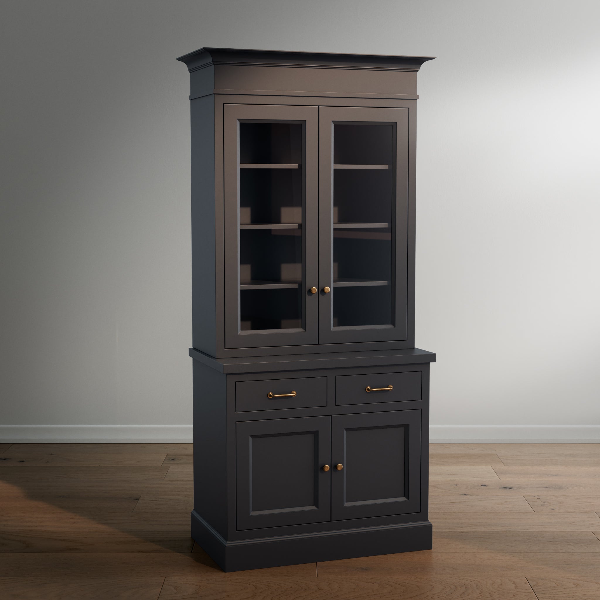 Madison Glass Hutch - 2 Door / 2 Drawer Base