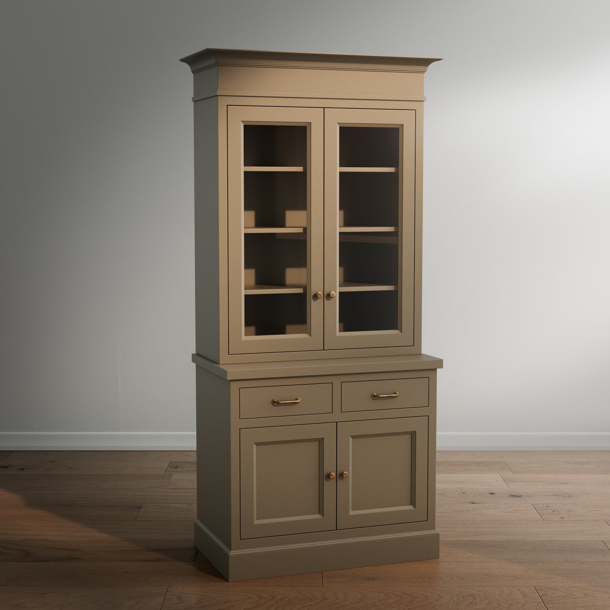 Madison Glass Hutch - 2 Door / 2 Drawer Base