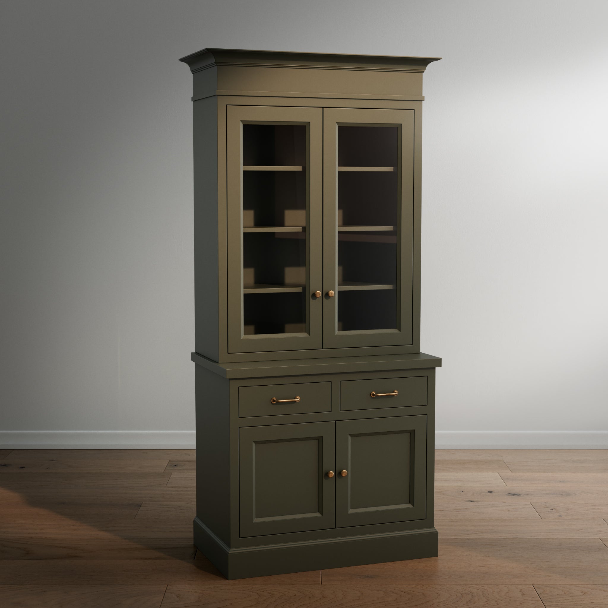 Madison Glass Hutch - 2 Door / 2 Drawer Base