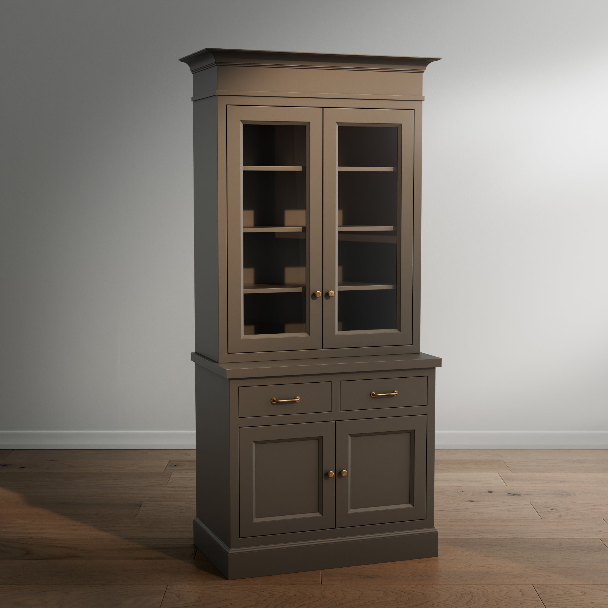 Madison Glass Hutch - 2 Door / 2 Drawer Base