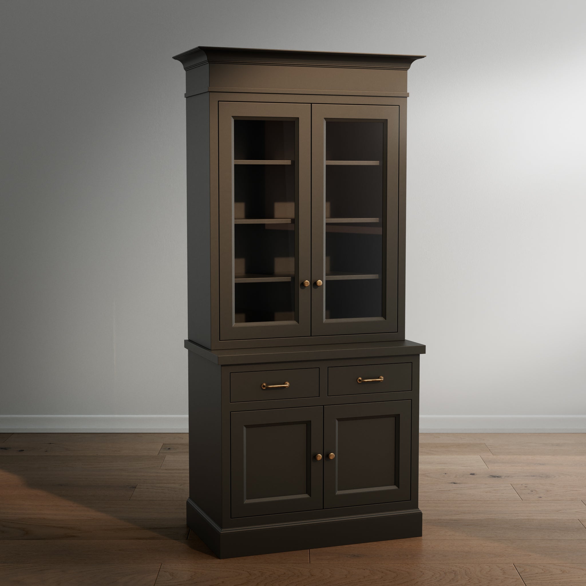 Madison Glass Hutch - 2 Door / 2 Drawer Base