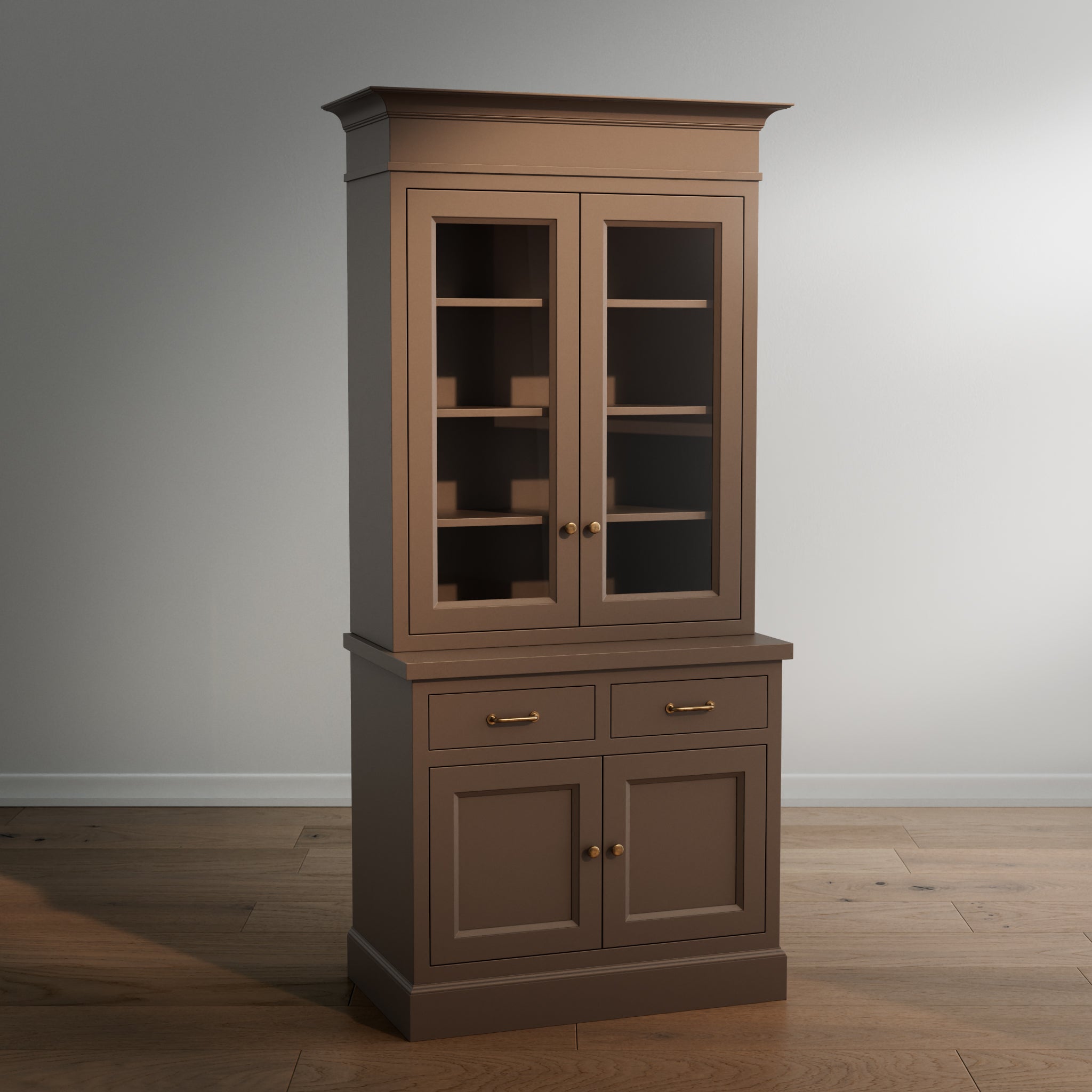 Madison Glass Hutch - 2 Door / 2 Drawer Base