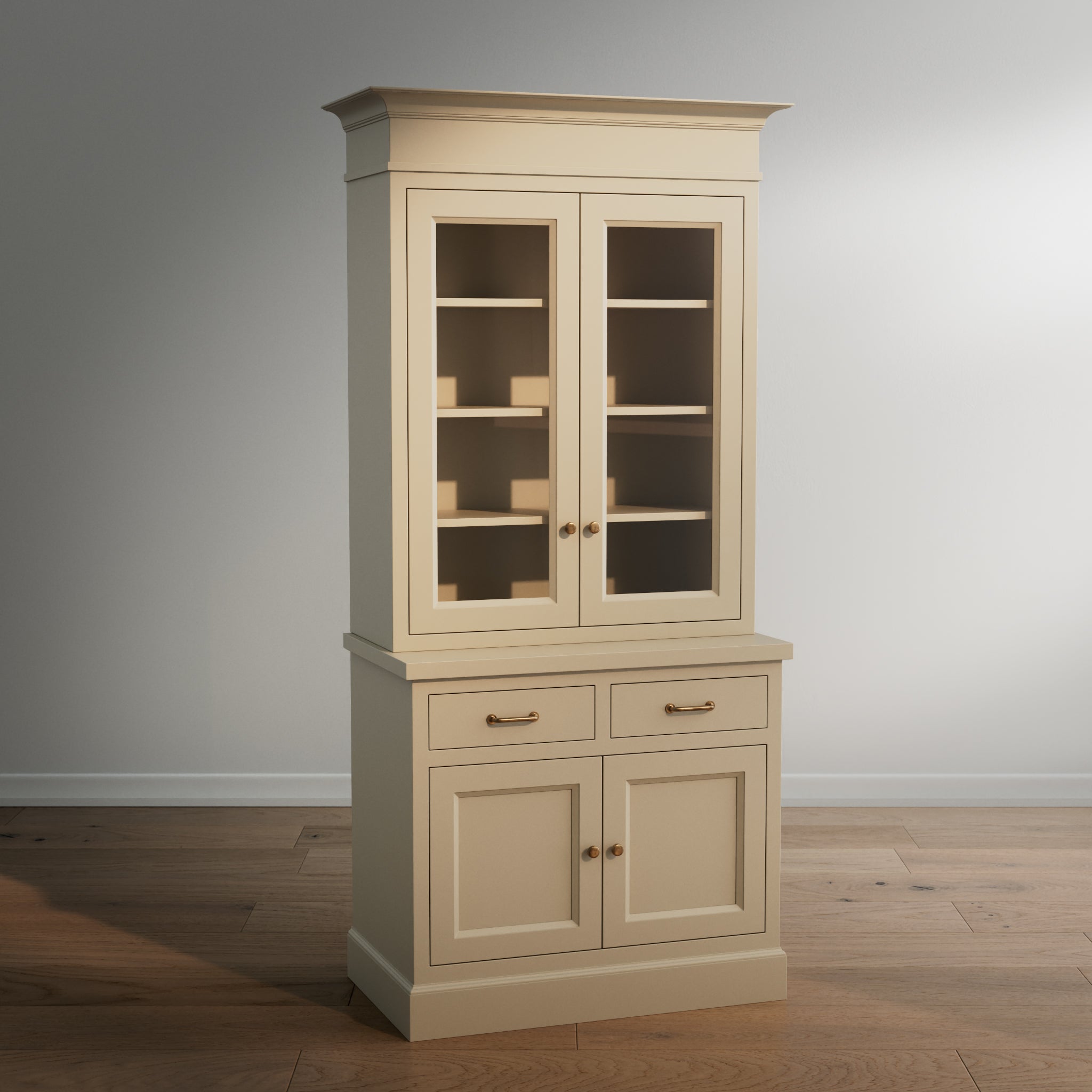 Madison Glass Hutch - 2 Door / 2 Drawer Base