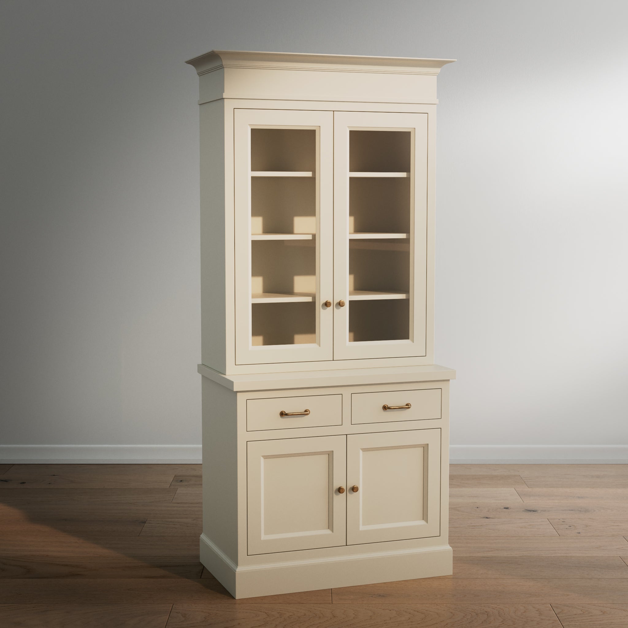 Madison Glass Hutch - 2 Door / 2 Drawer Base