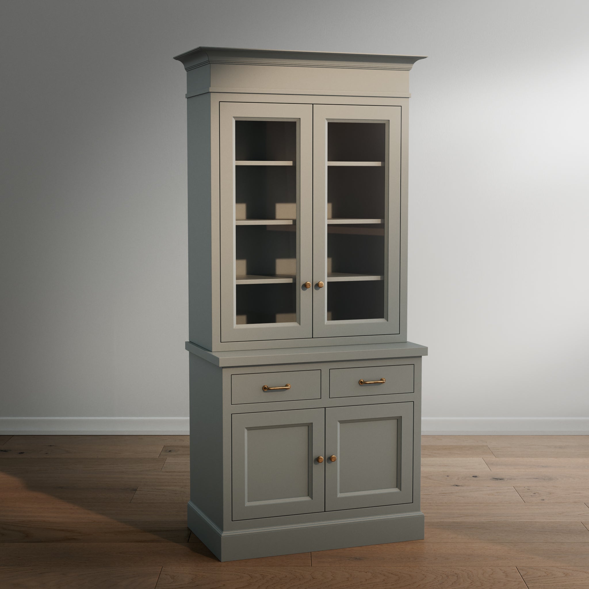 Madison Glass Hutch - 2 Door / 2 Drawer Base