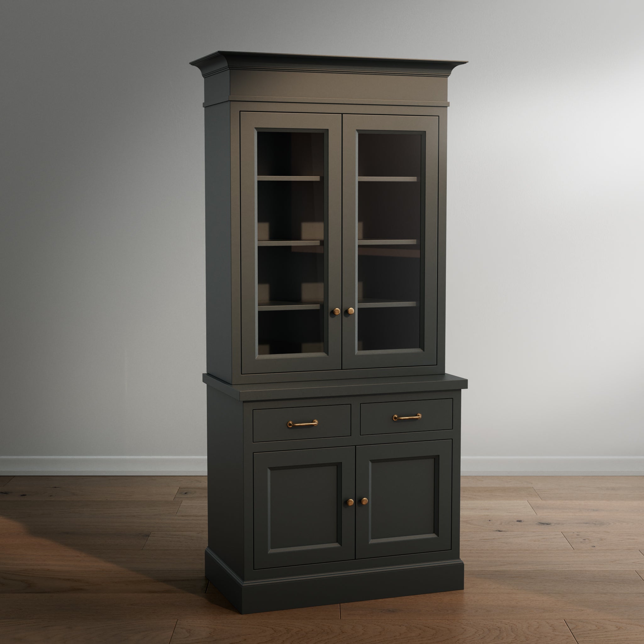 Madison Glass Hutch - 2 Door / 2 Drawer Base