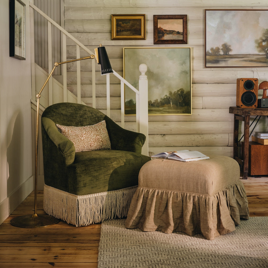 Marie Swivel Chair in Performance Velvet in Moss