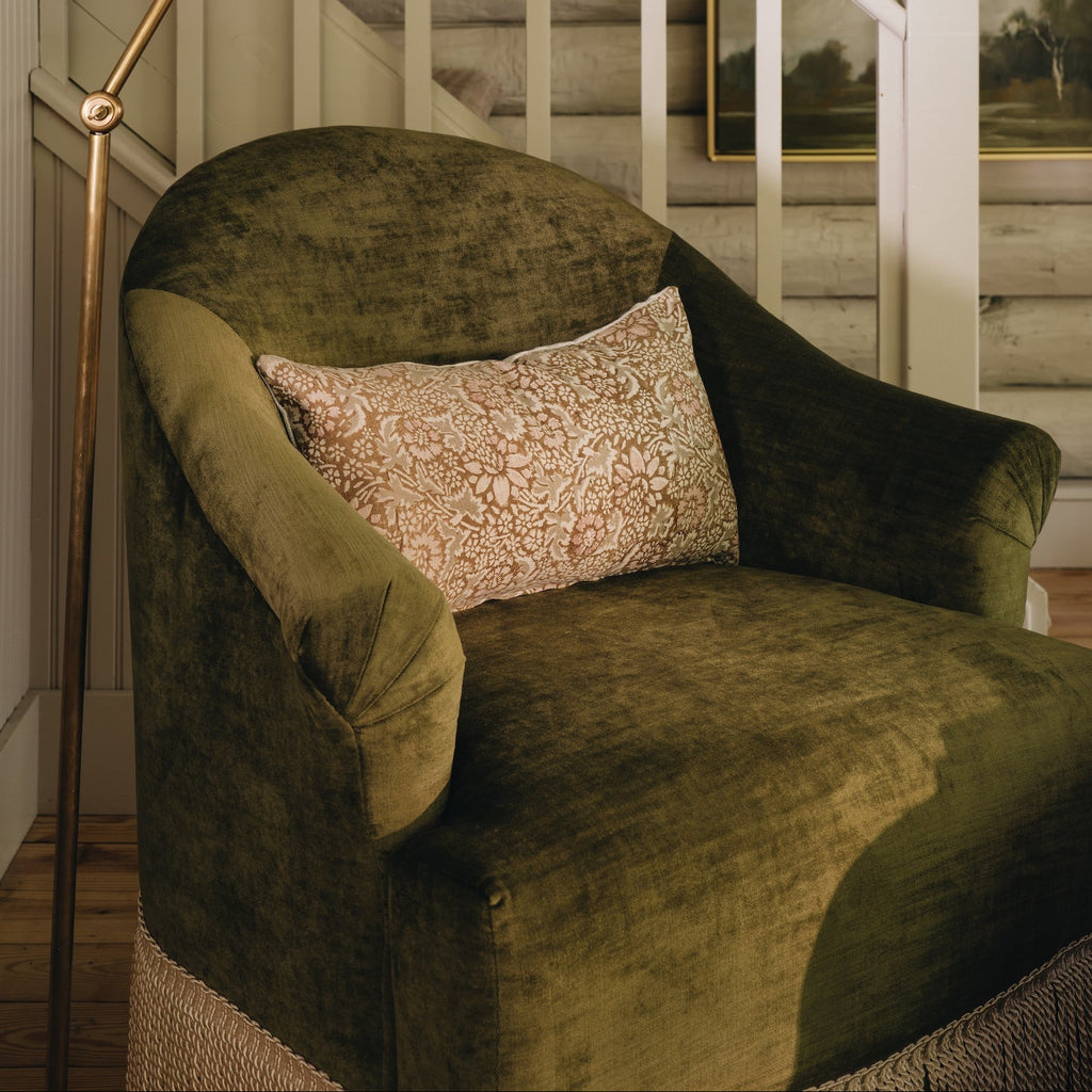 Marie Swivel Chair in Performance Velvet in Moss