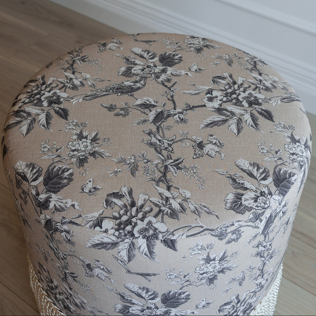 Ann Ottoman in Michigan Bird Toile Sand
