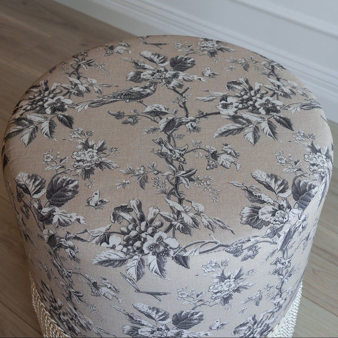 Ann Ottoman in Michigan Bird Toile Sand