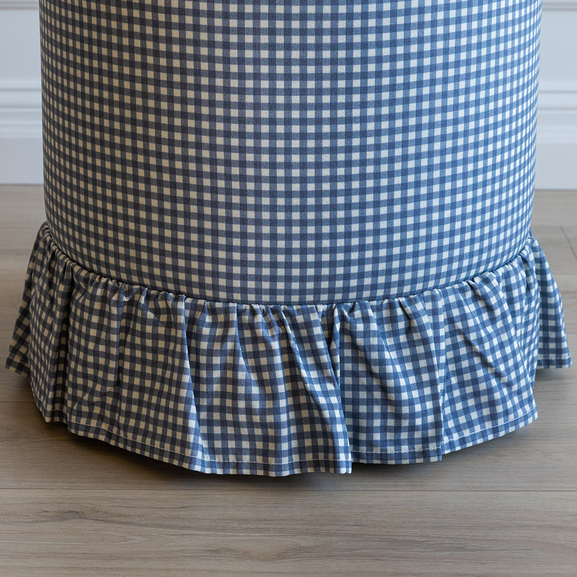 Bernadette Ottoman in Mini Gingham Denim
