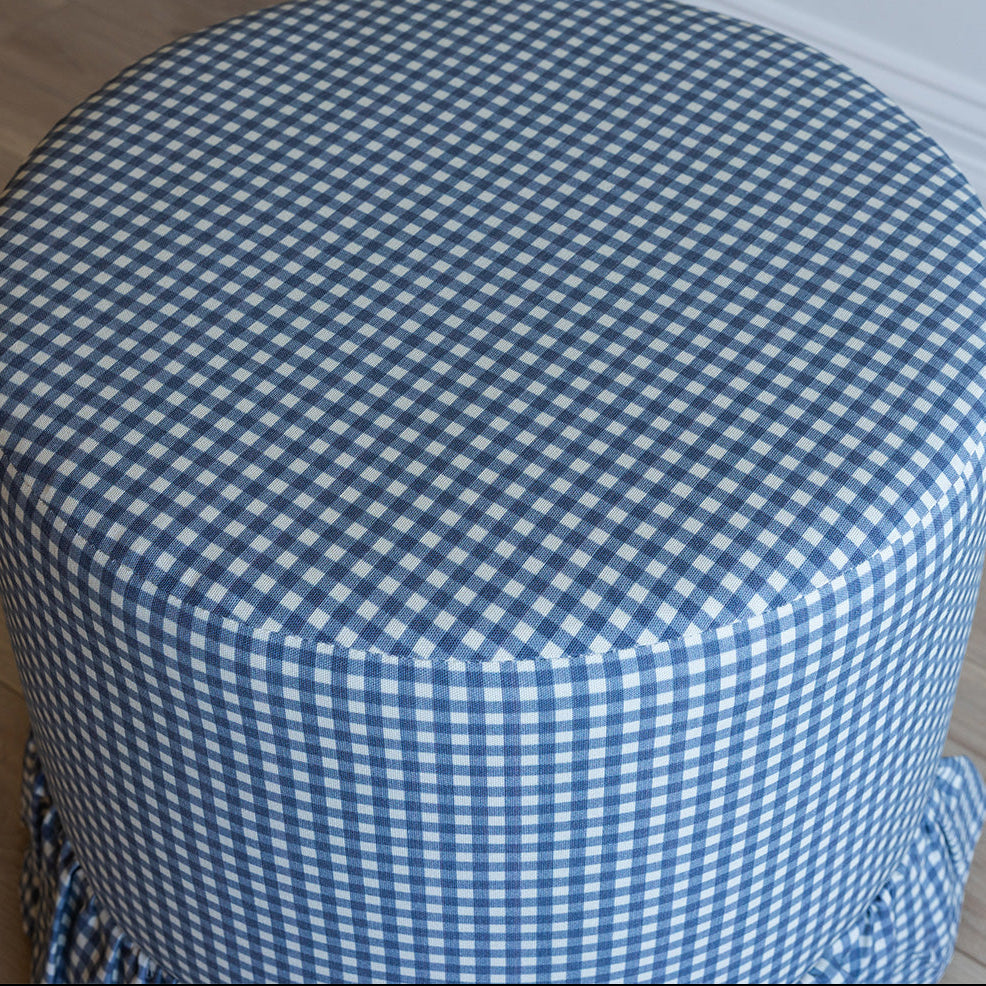 Bernadette Ottoman in Mini Gingham Denim
