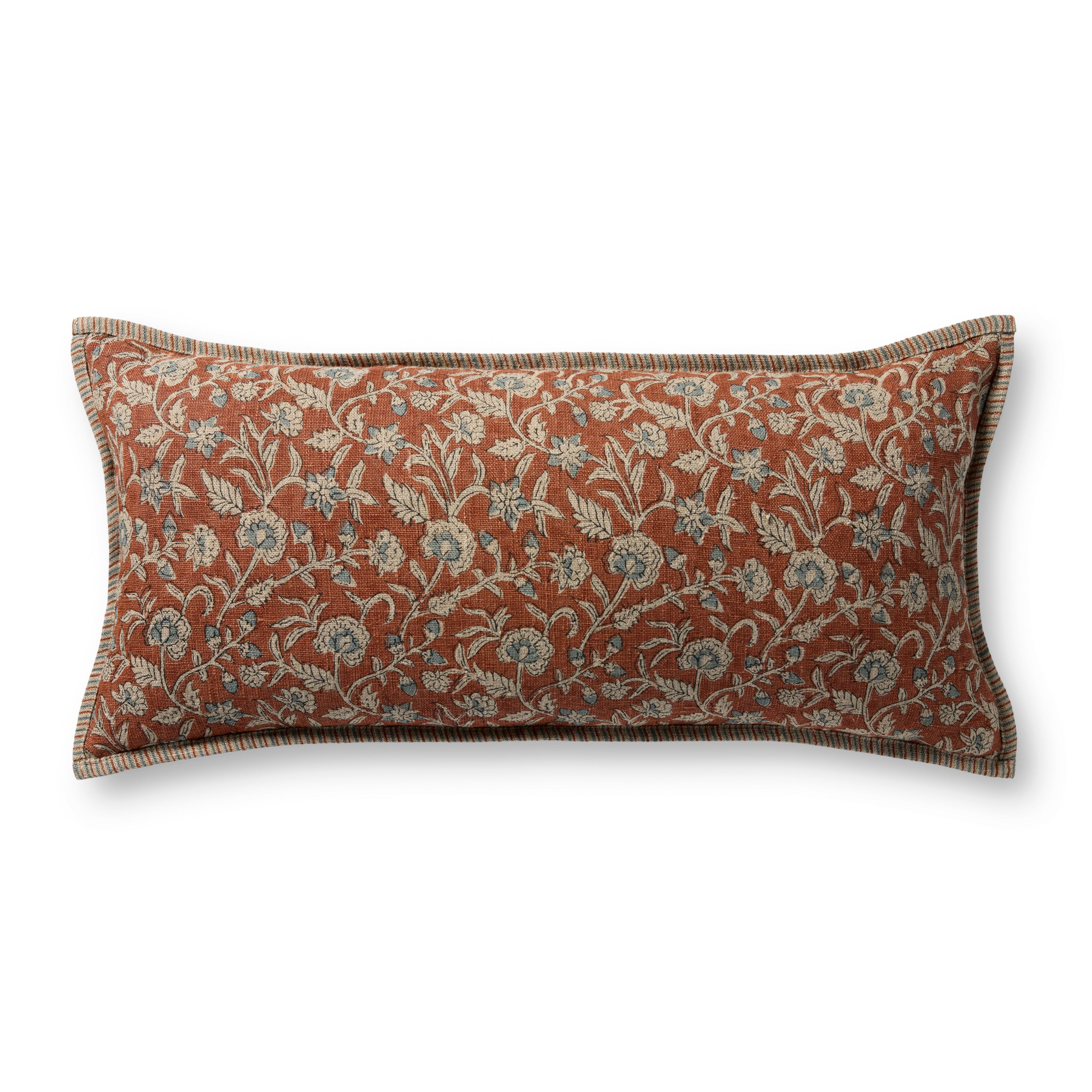 Loloi Linen Pillow in Brick Paisley