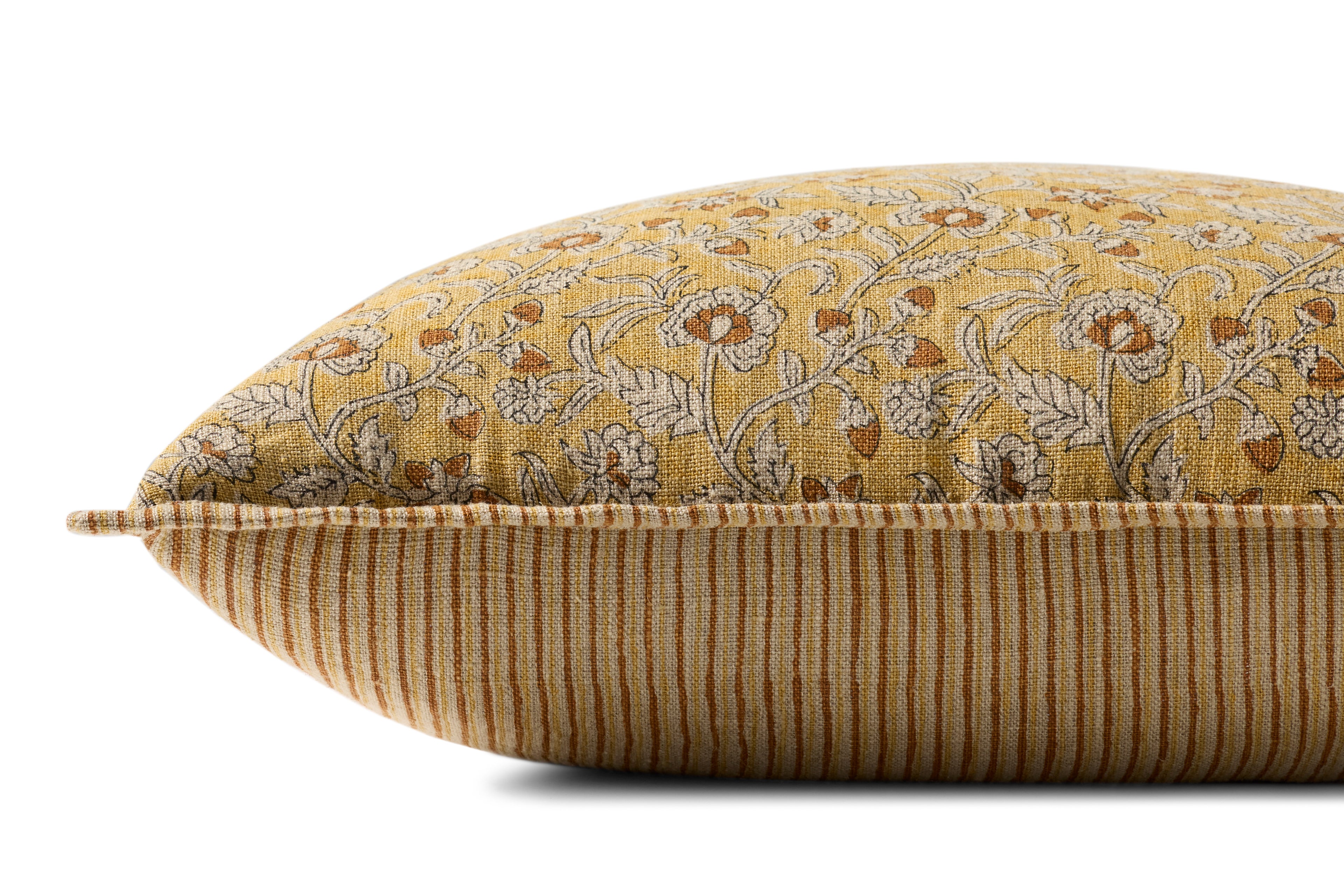 Loloi Linen Pillow in Gold Paisley