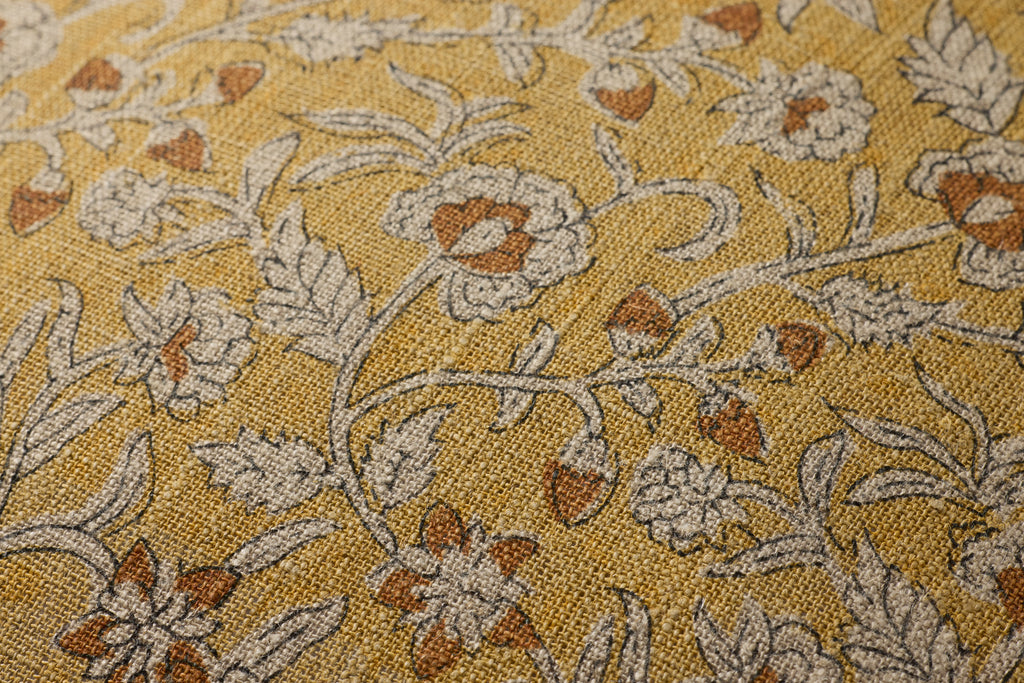 Loloi Linen Pillow in Gold Paisley