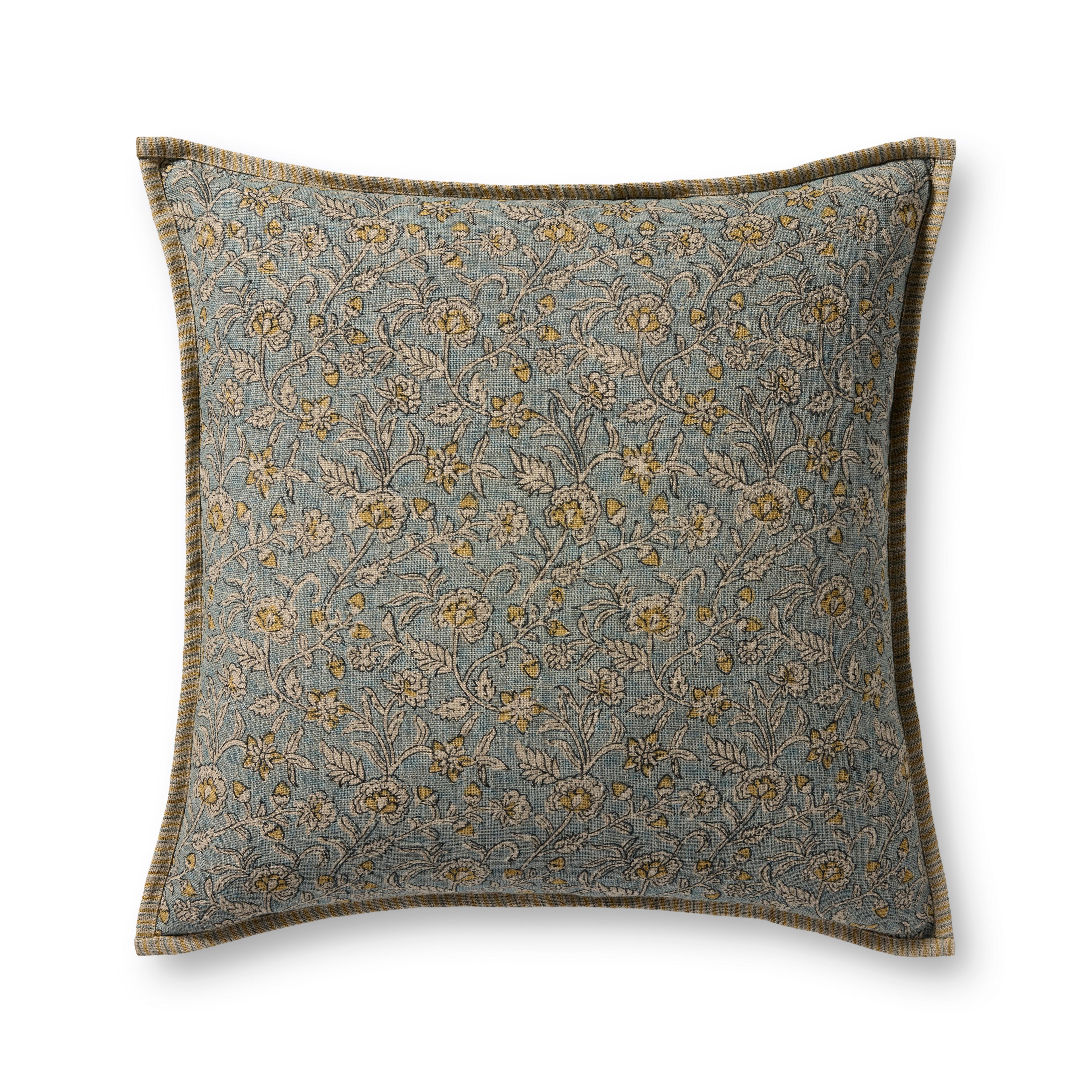 Loloi Linen Pillow in Blue Paisley