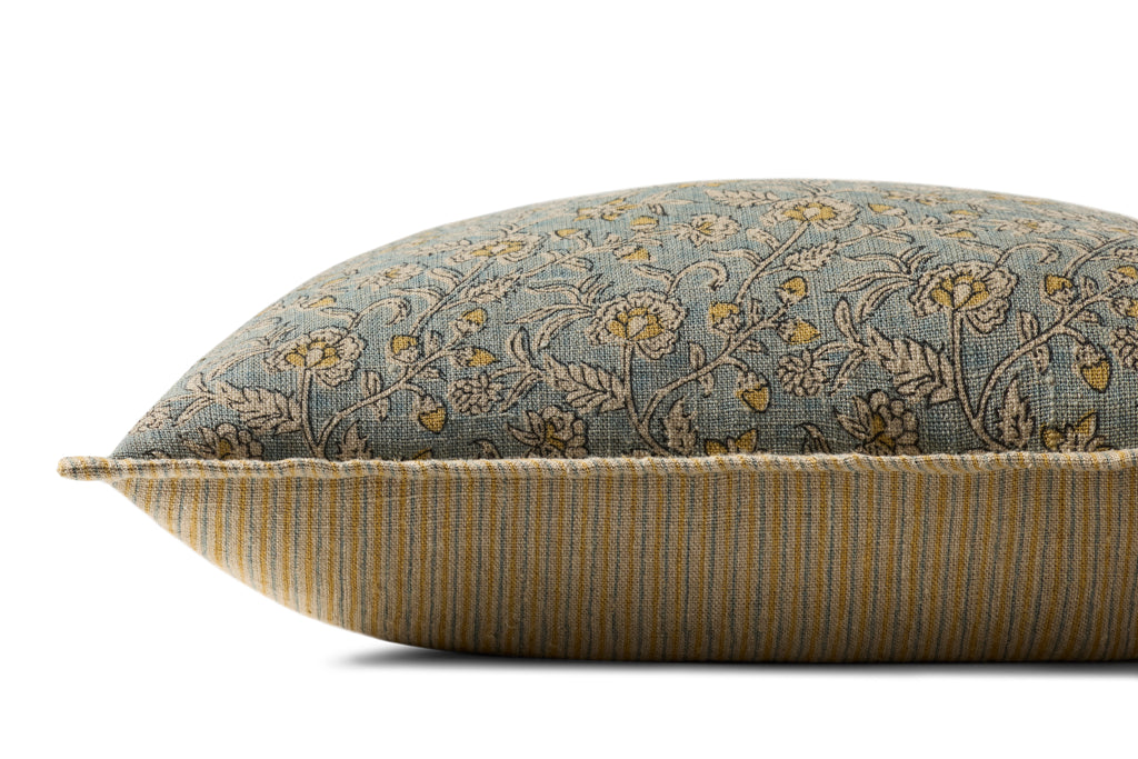 Loloi Linen Pillow in Blue Paisley