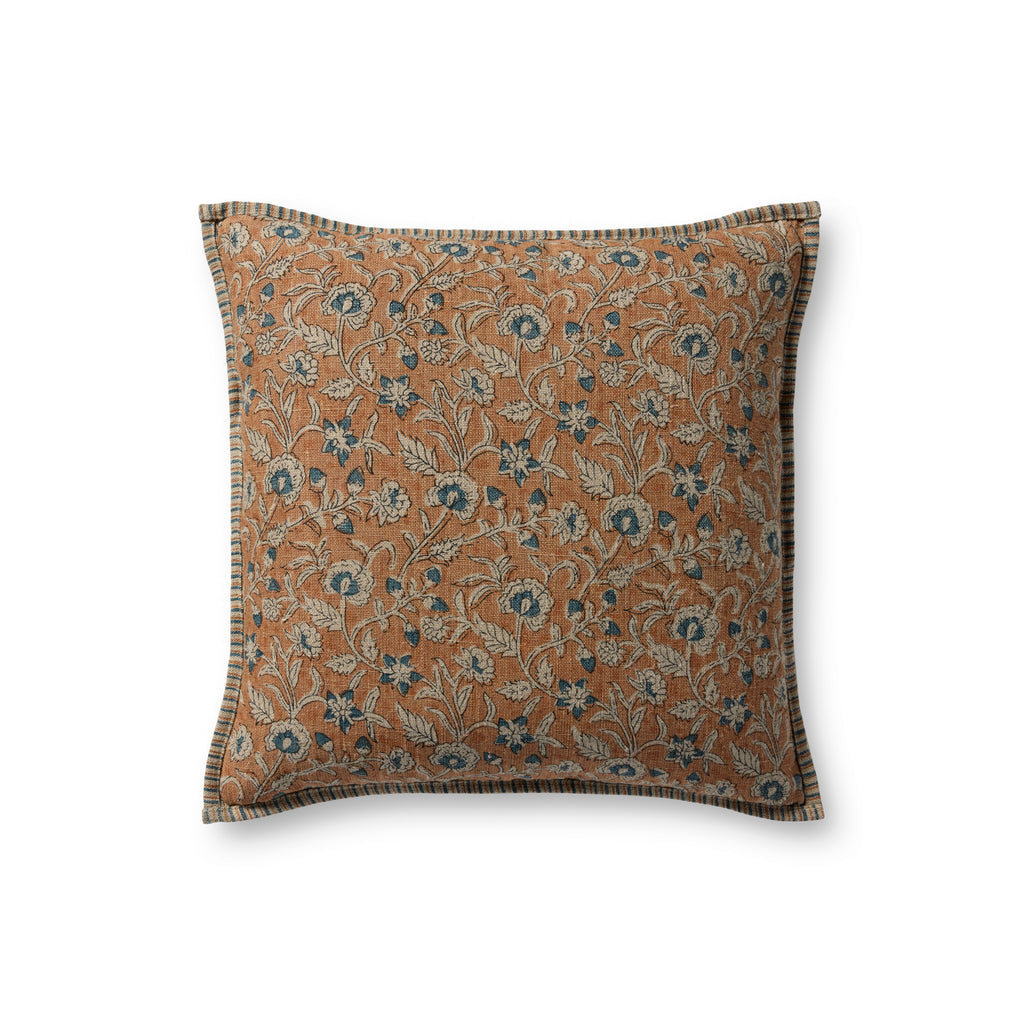 Loloi Linen Pillow in Peach Paisley