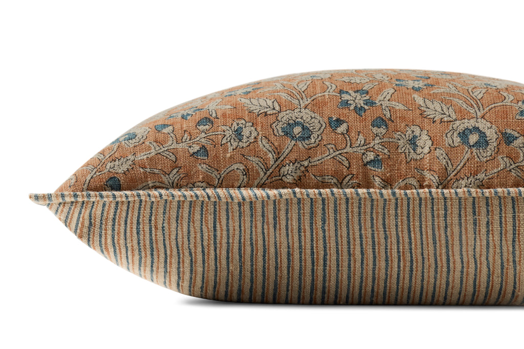 Loloi Linen Pillow in Peach Paisley