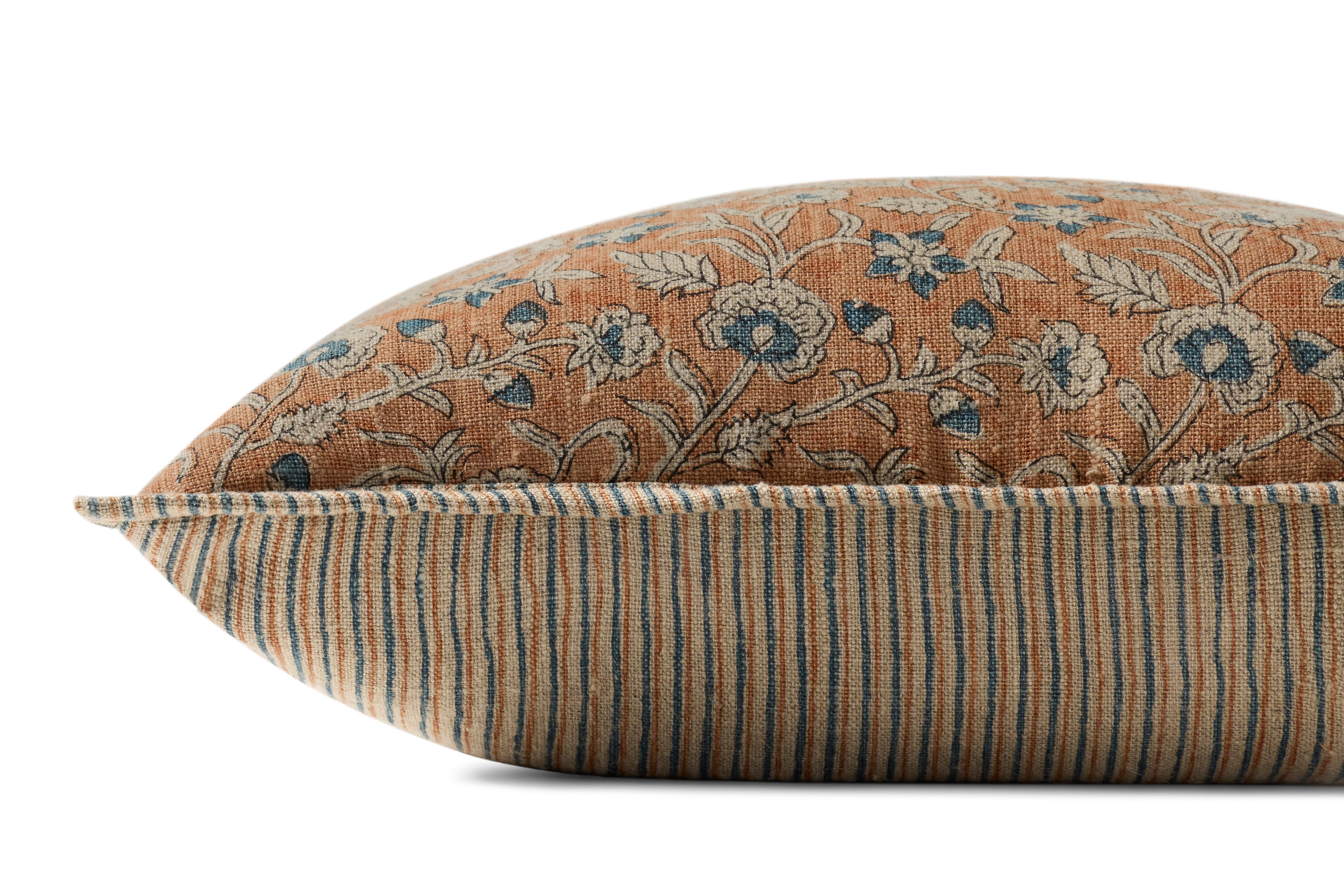 Loloi Linen Pillow in Peach Paisley