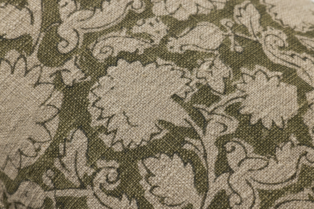 Loloi Linen Pillow in Olive Floral