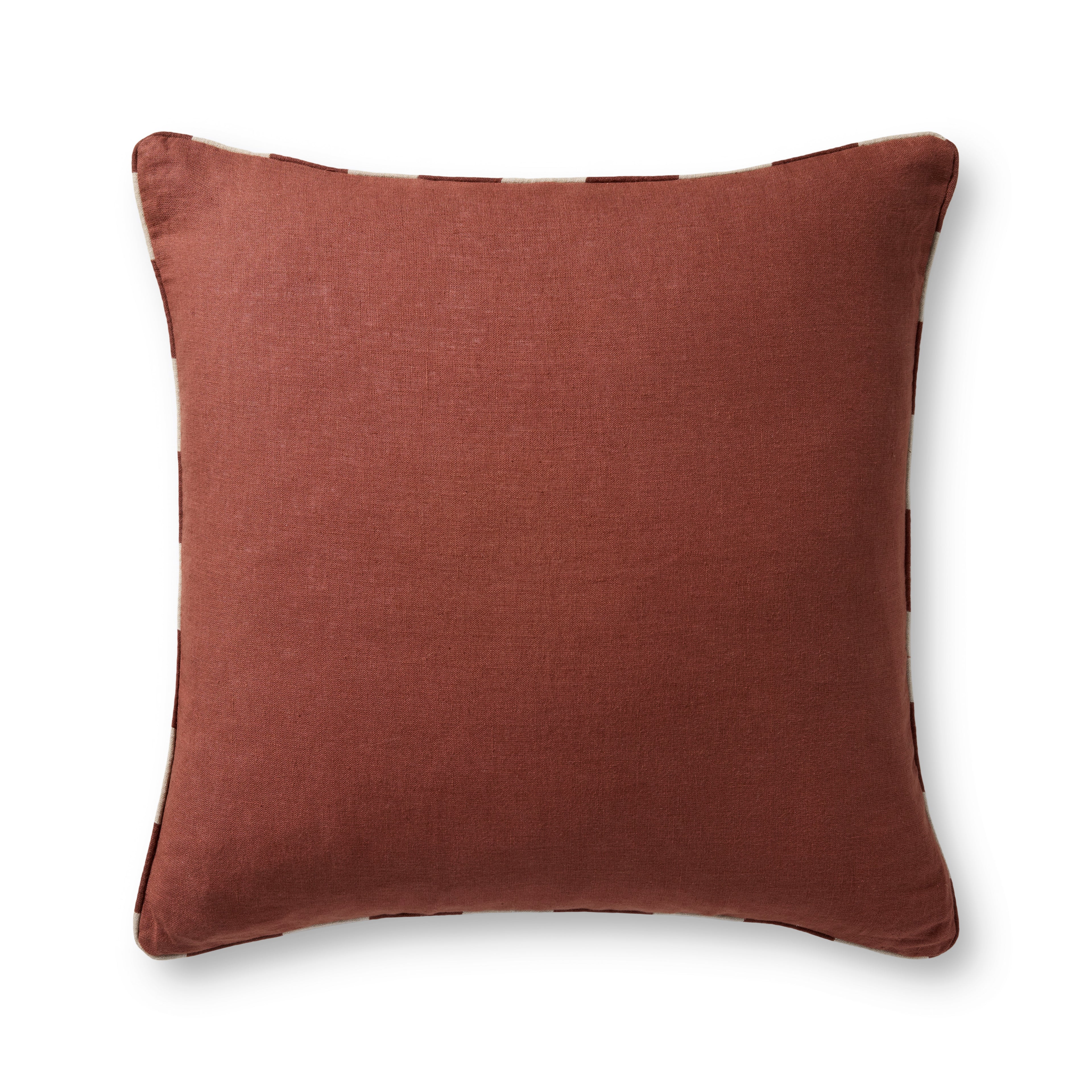 Loloi Linen Pillow in Brick