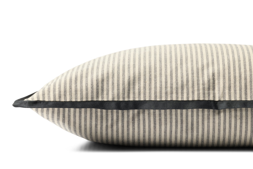 Jeremiah Brent × Loloi Pillow Natural Black Stripe