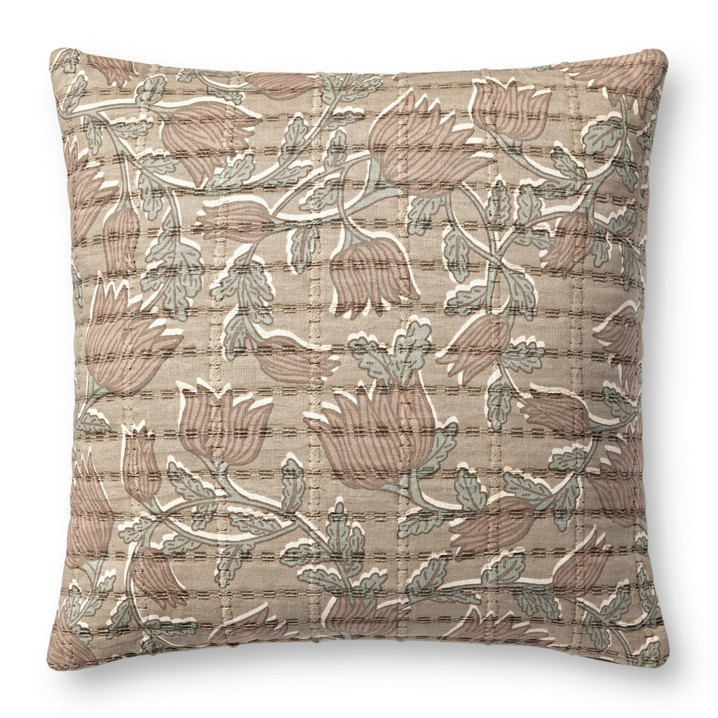 Jean Stoffer x Loloi Pillow Taupe / Rose