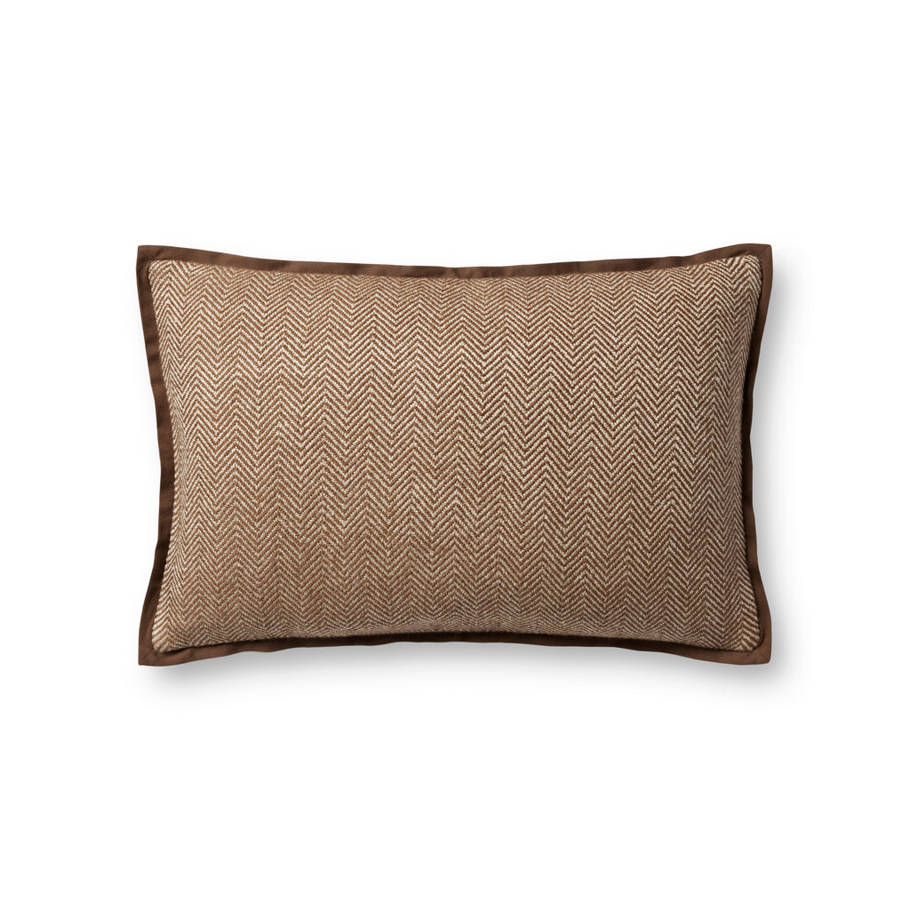 Jean Stoffer x Loloi Flange Pillow Chocolate