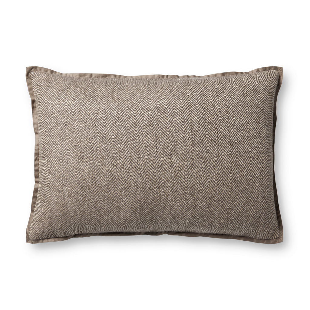 Jean Stoffer x Loloi Flange Pillow Dark Taupe