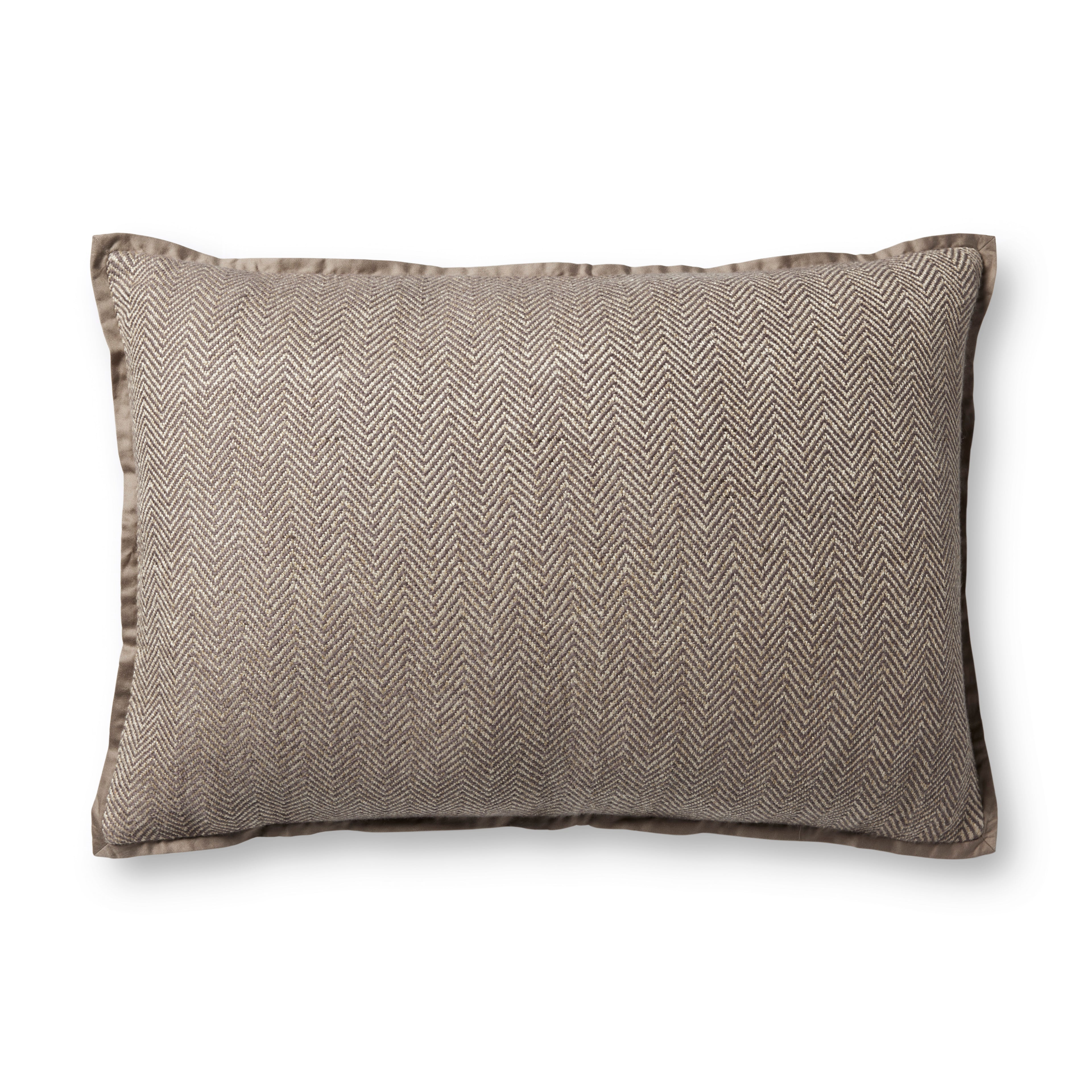 Jean Stoffer x Loloi Flange Pillow Dark Taupe