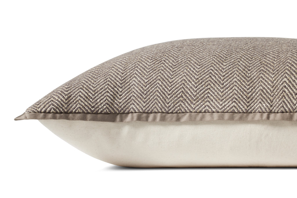 Jean Stoffer x Loloi Flange Pillow Dark Taupe
