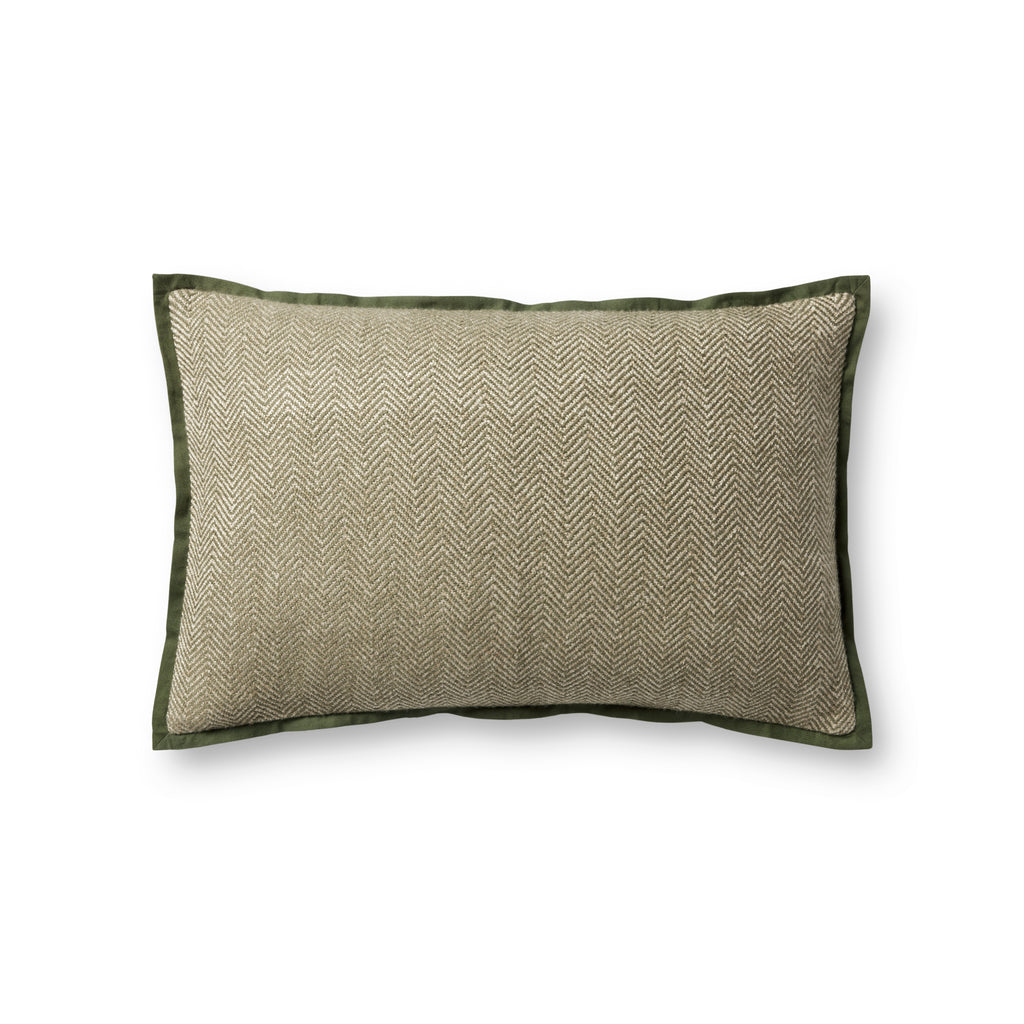 Jean Stoffer x Loloi Flange Pillow Olive