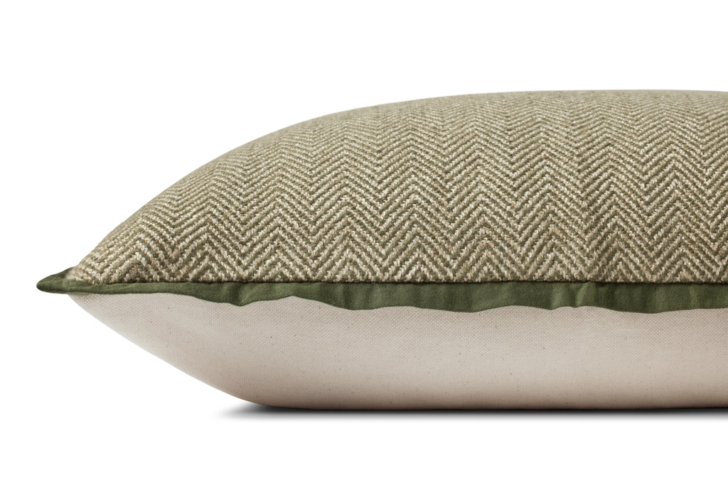 Jean Stoffer x Loloi Flange Pillow Olive