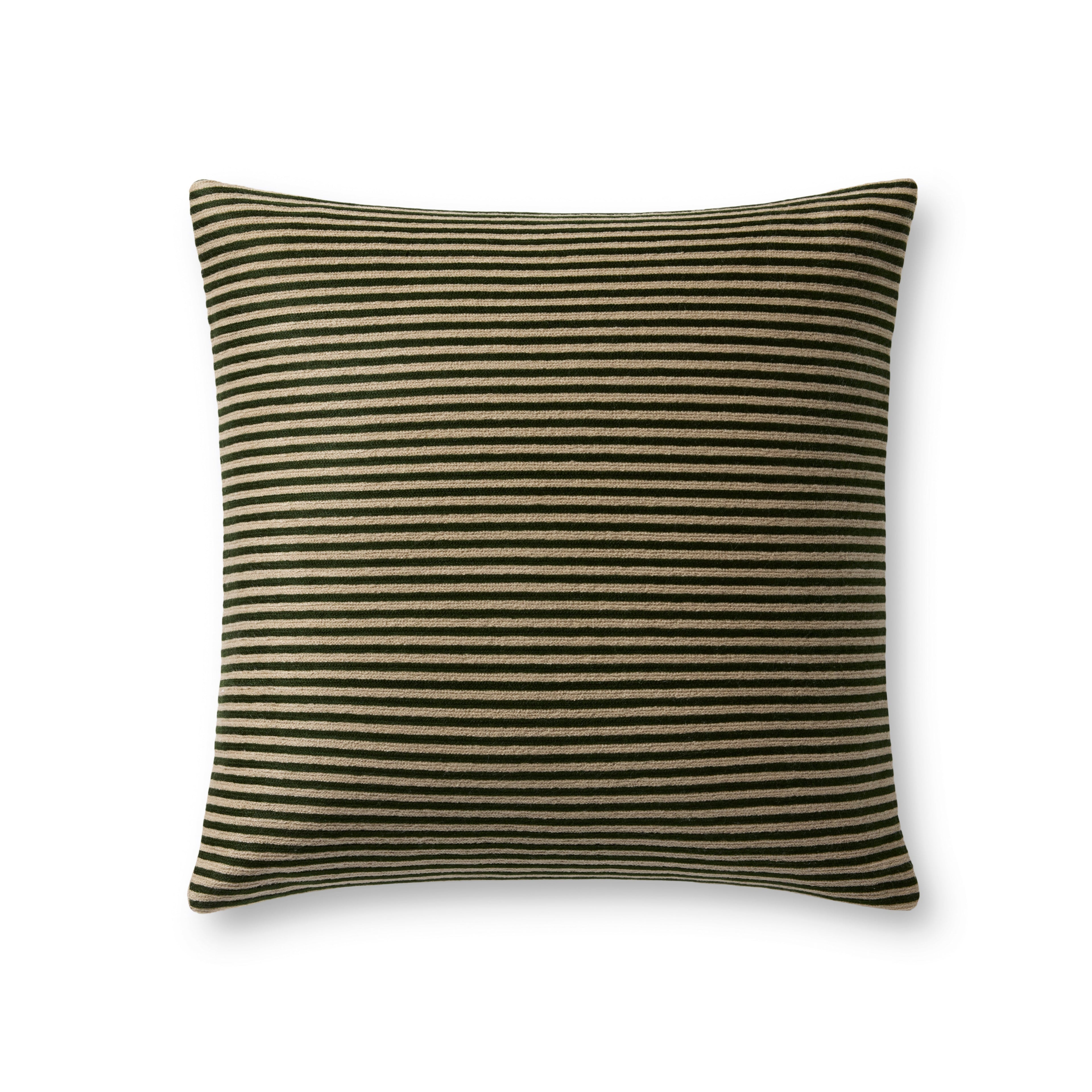 Loloi Linen Pillow in Olive Stripe