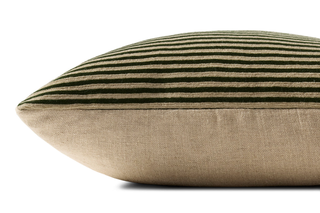 Loloi Linen Pillow in Olive Stripe