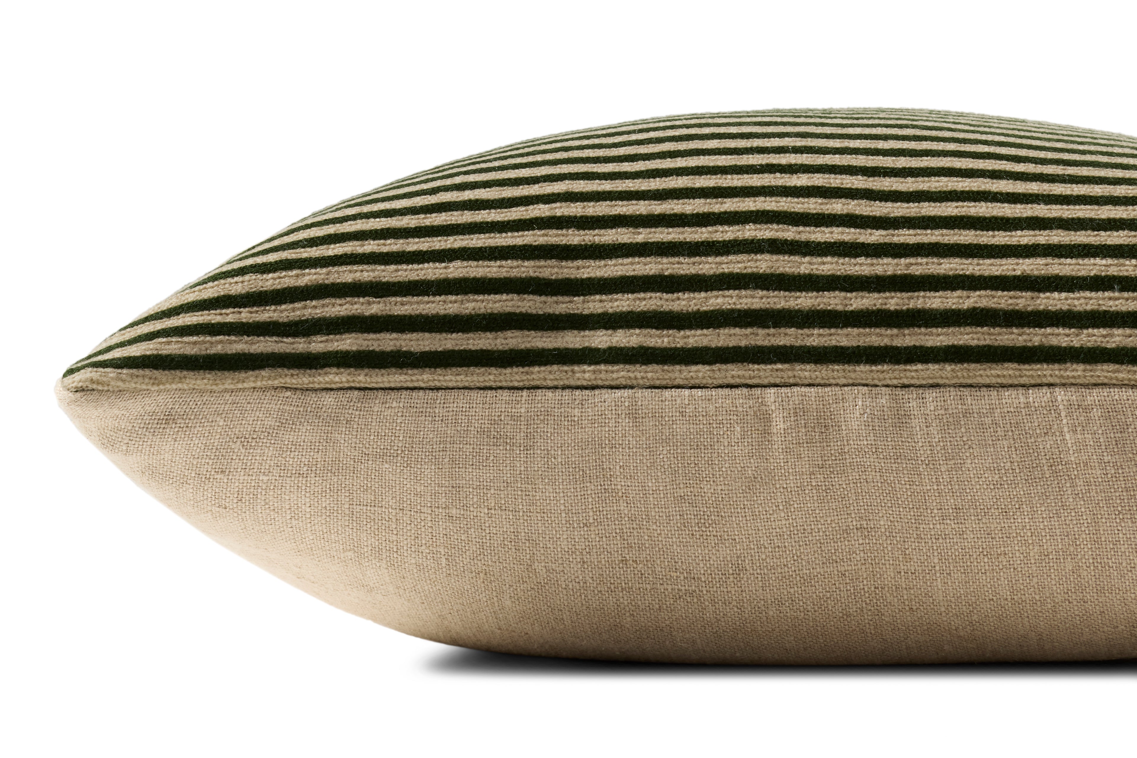 Loloi Linen Pillow in Olive Stripe